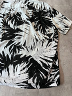 S/S 2016 Saint Laurent Paris Palm Tree Print Hawaiian Short Sleeve Shirt White Black Men - M