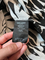 S/S 2016 Saint Laurent Paris Palm Tree Print Hawaiian Short Sleeve Shirt White Black Men - M