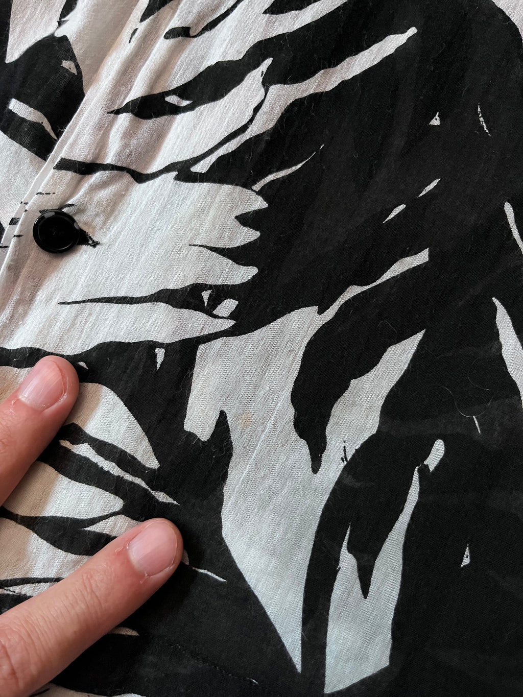 S/S 2016 Saint Laurent Paris Palm Tree Print Hawaiian Short Sleeve Shirt White Black Men - M