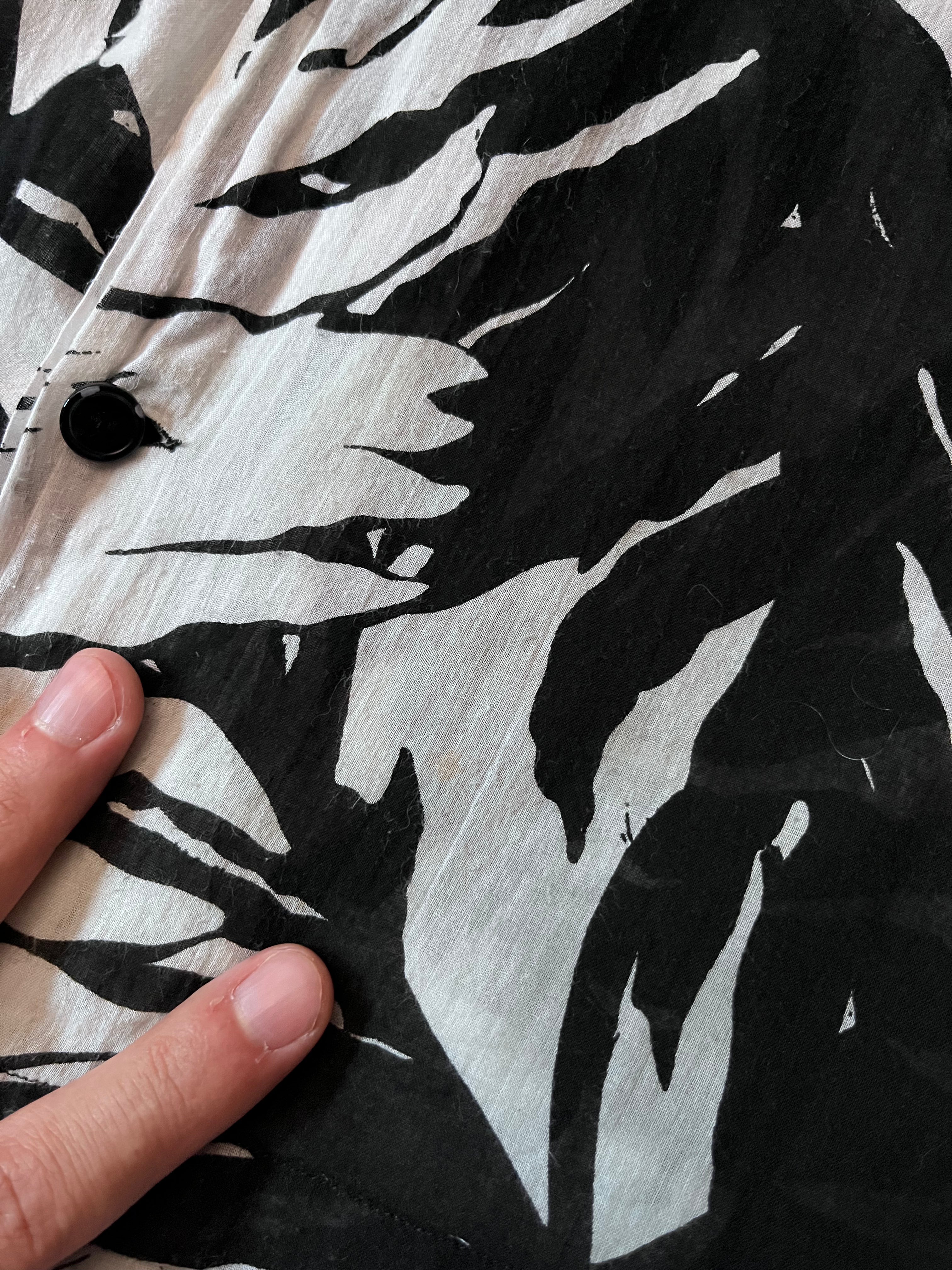 S/S 2016 Saint Laurent Paris Palm Tree Print Hawaiian Short Sleeve Shirt White Black Men - M
