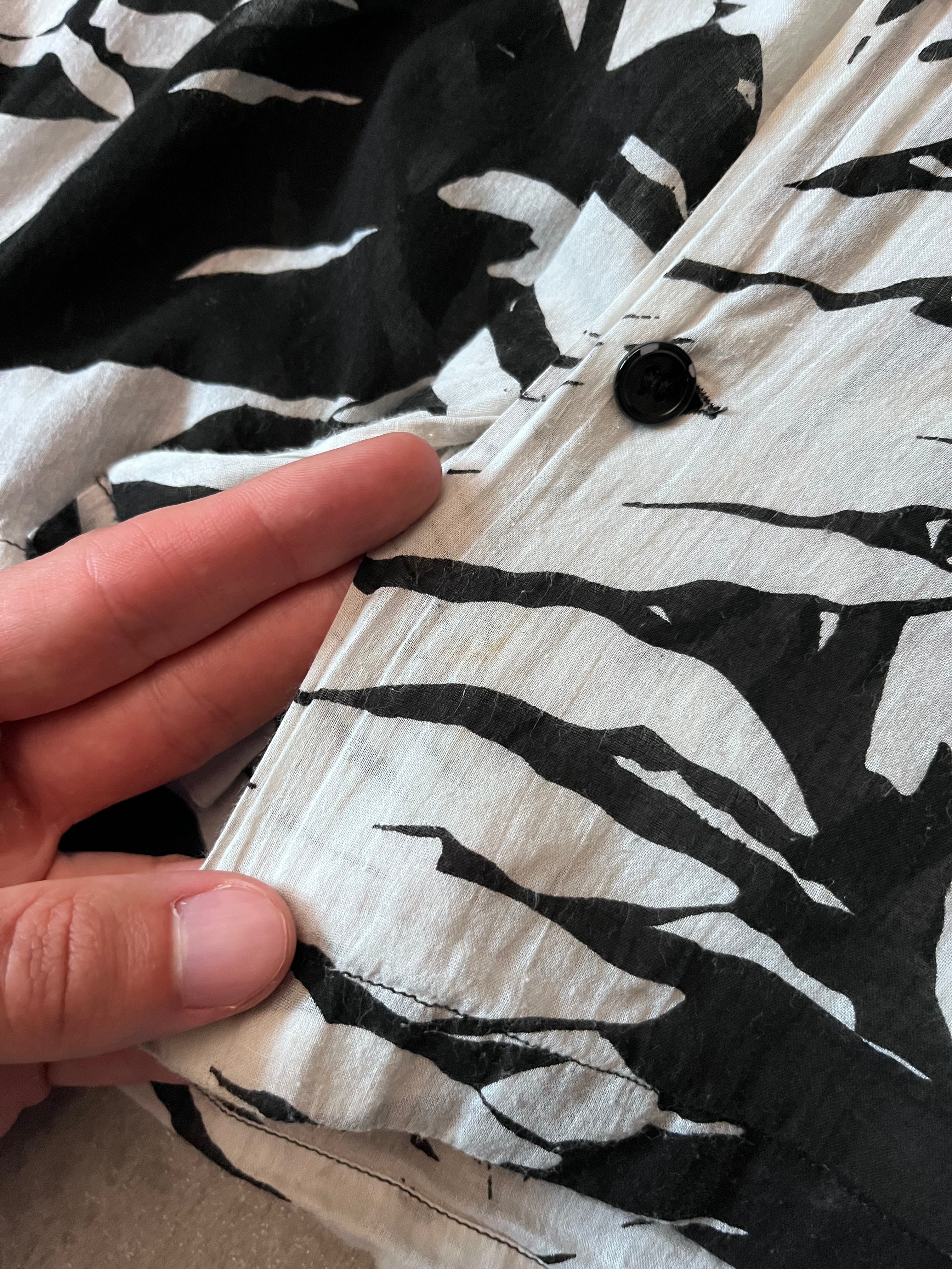 S/S 2016 Saint Laurent Paris Palm Tree Print Hawaiian Short Sleeve Shirt White Black Men - M