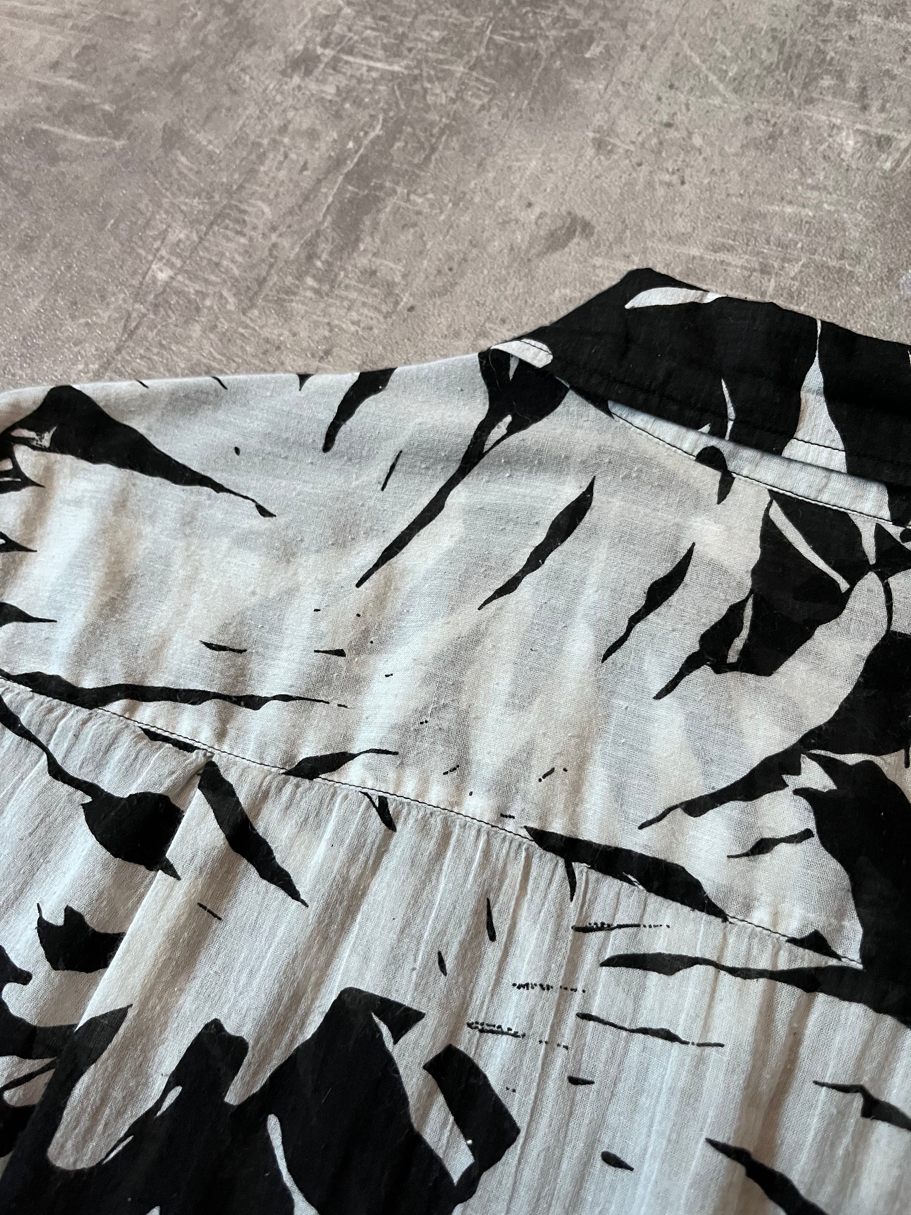 S/S 2016 Saint Laurent Paris Palm Tree Print Hawaiian Short Sleeve Shirt White Black Men - M