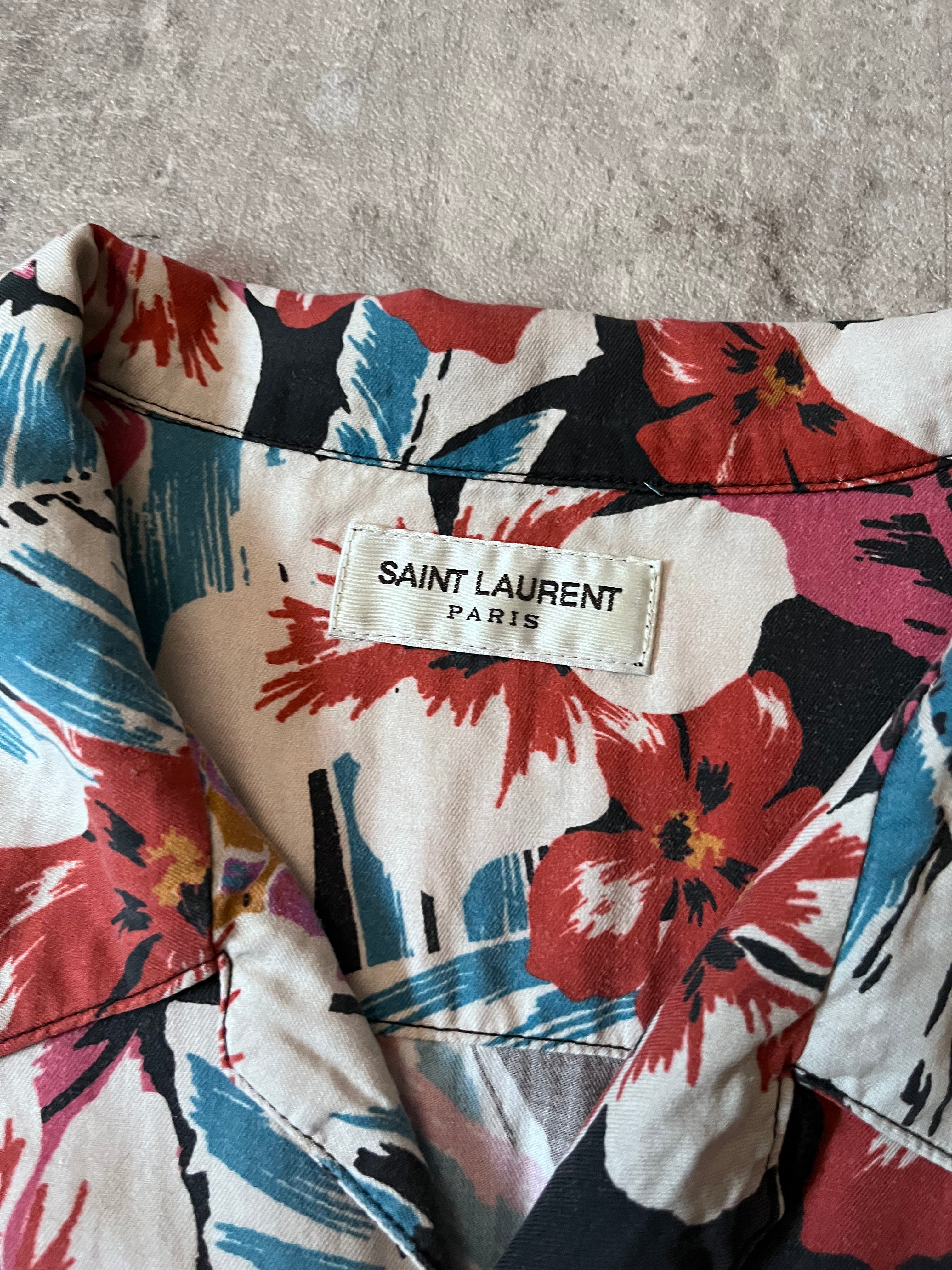 S/S 2019 Saint Laurent Paris Hawaiian Floral Short Sleeve Shirt Multicolor Men - XL