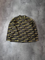 S/S 2015 Prada Racing All Over Print Light Jacket Zip Shirt Black Yellow Men - XL