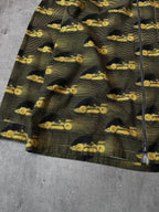 S/S 2015 Prada Racing All Over Print Light Jacket Zip Shirt Black Yellow Men - XL