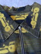 S/S 2015 Prada Racing All Over Print Light Jacket Zip Shirt Black Yellow Men - XL