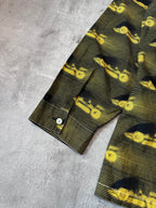 S/S 2015 Prada Racing All Over Print Light Jacket Zip Shirt Black Yellow Men - XL
