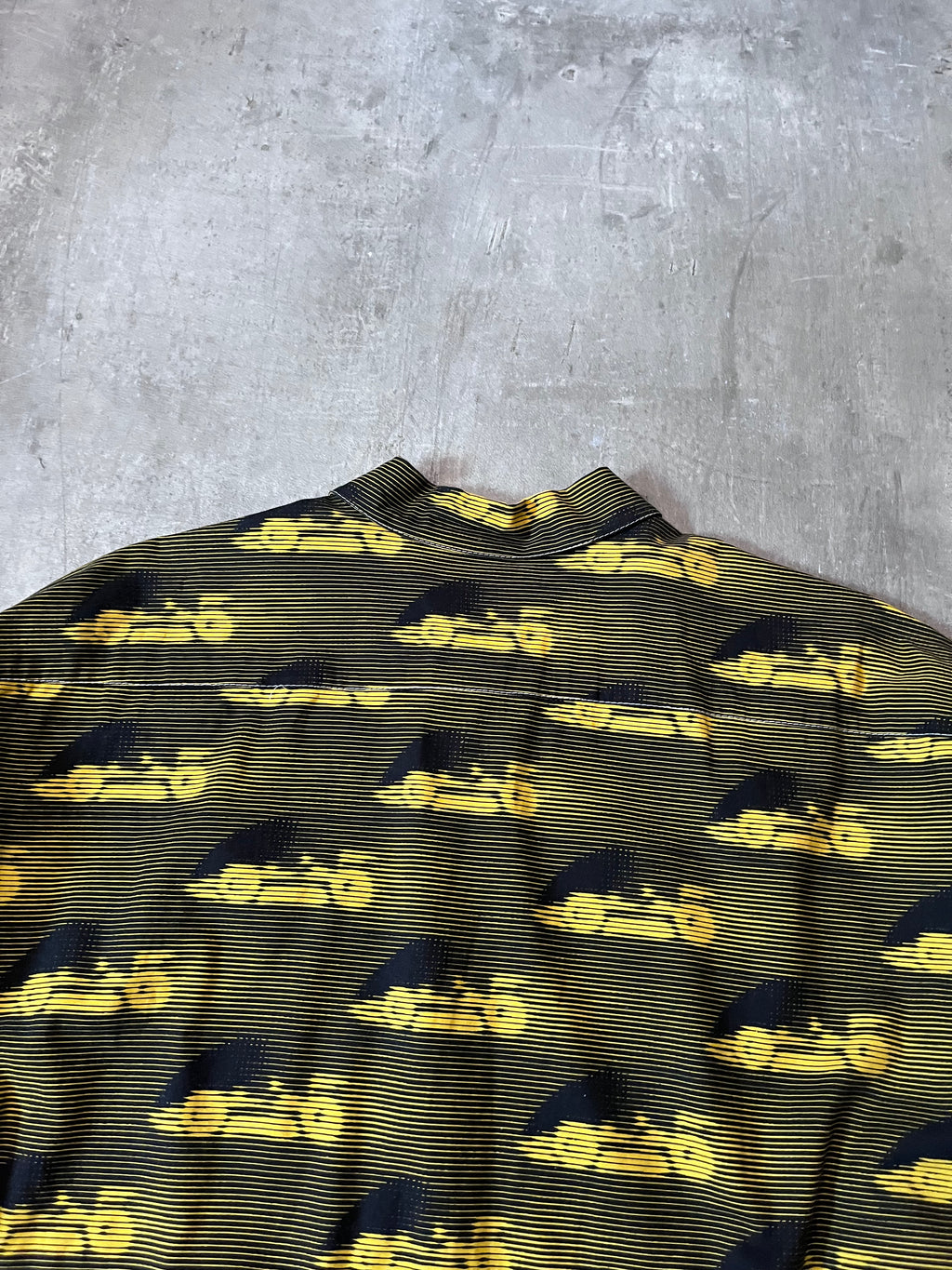 S/S 2015 Prada Racing All Over Print Light Jacket Zip Shirt Black Yellow Men - XL