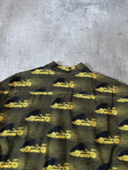S/S 2015 Prada Racing All Over Print Light Jacket Zip Shirt Black Yellow Men - XL