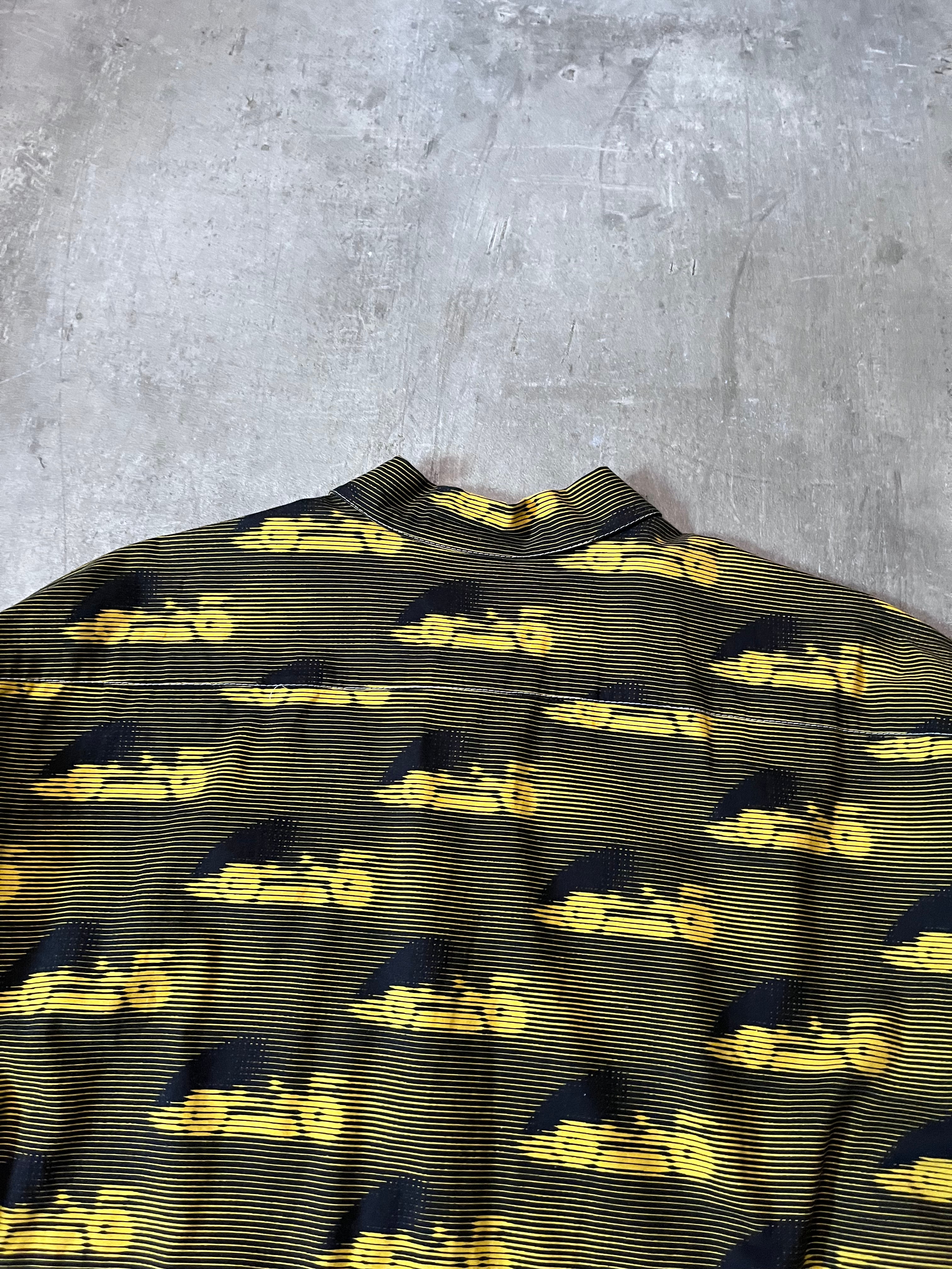 S/S 2015 Prada Racing All Over Print Light Jacket Zip Shirt Black Yellow Men - XL