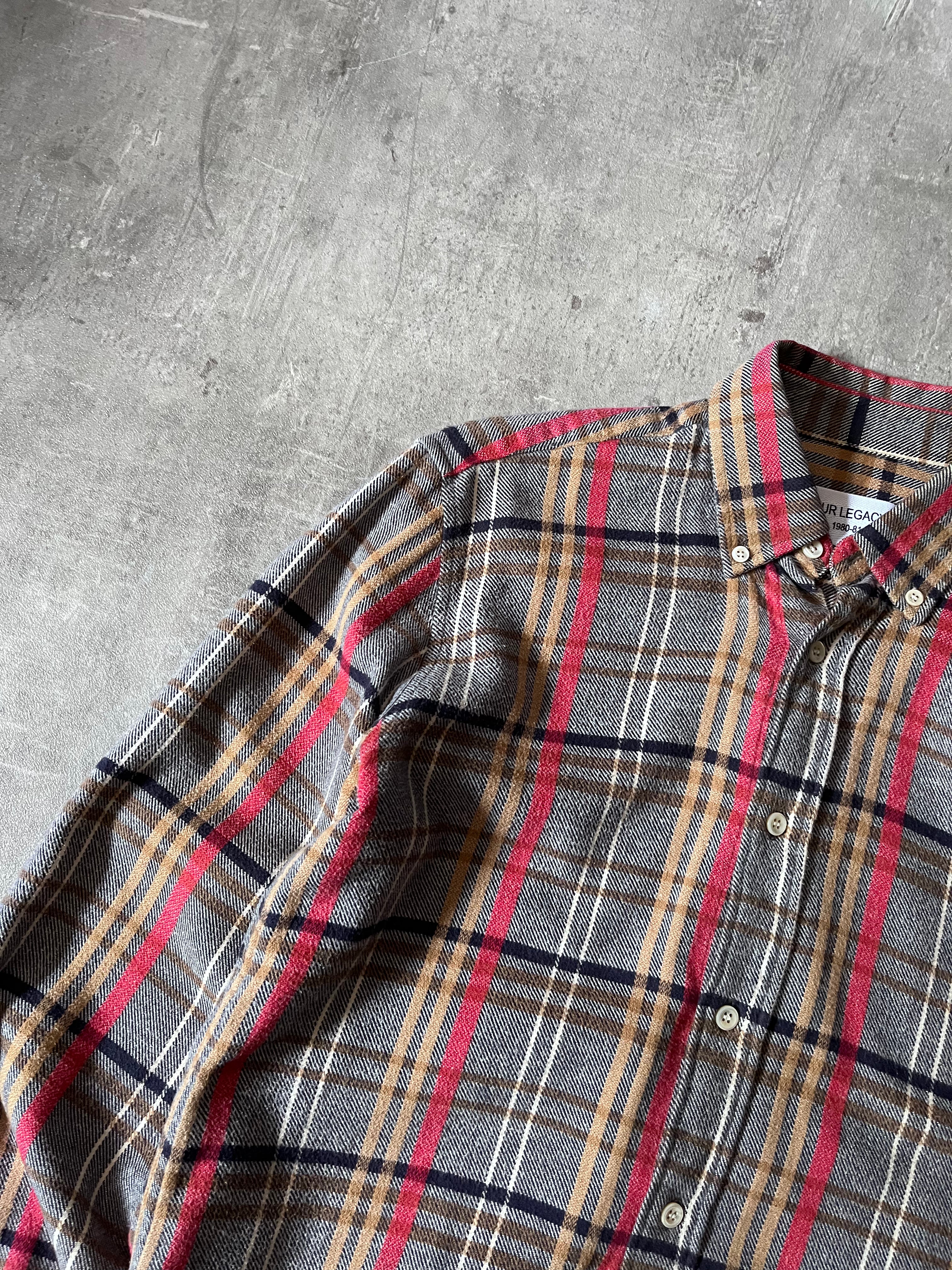 Our Legacy Checkered Flannel Shirt Grey Red - S