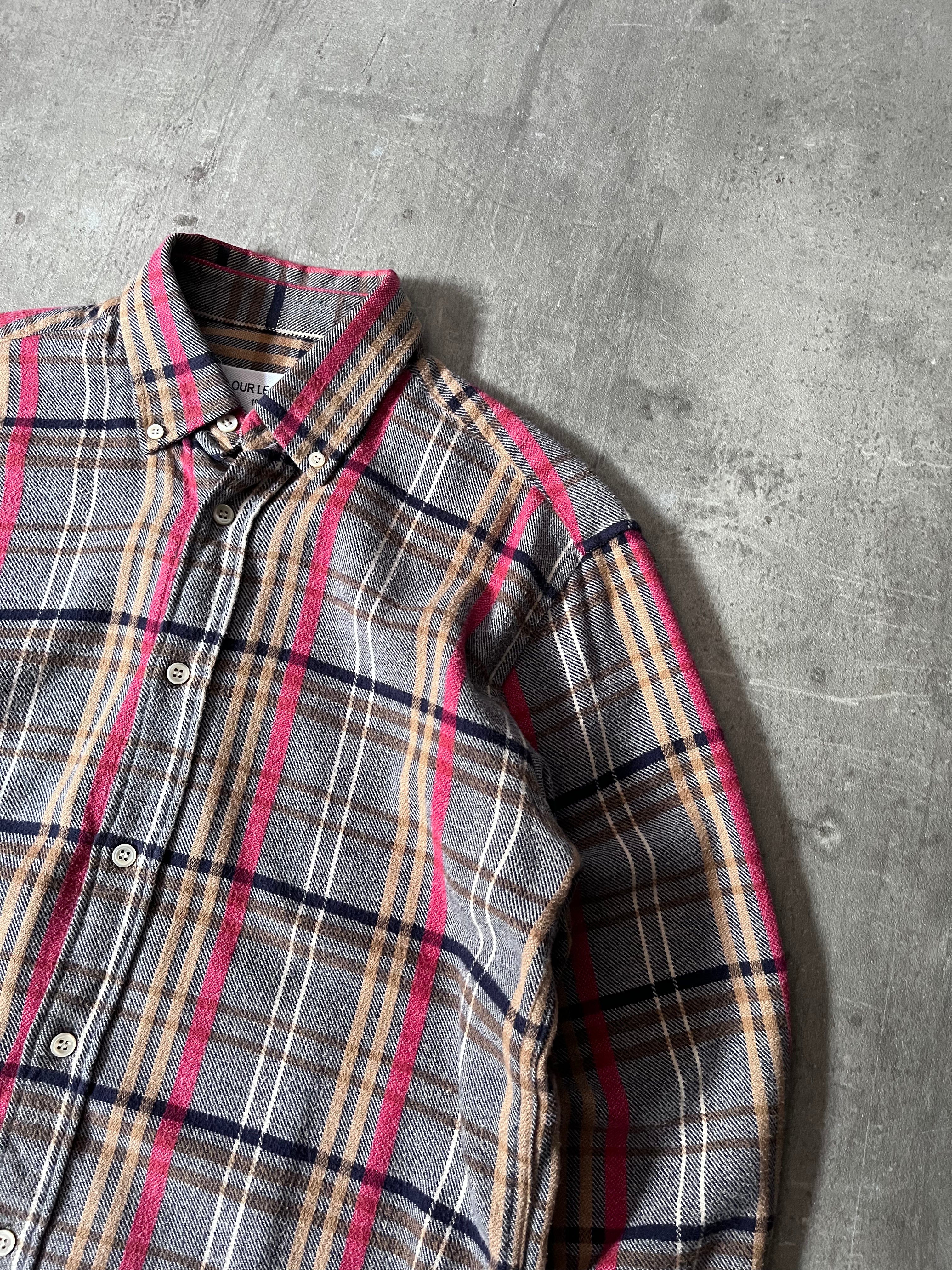 Our Legacy Checkered Flannel Shirt Grey Red - S