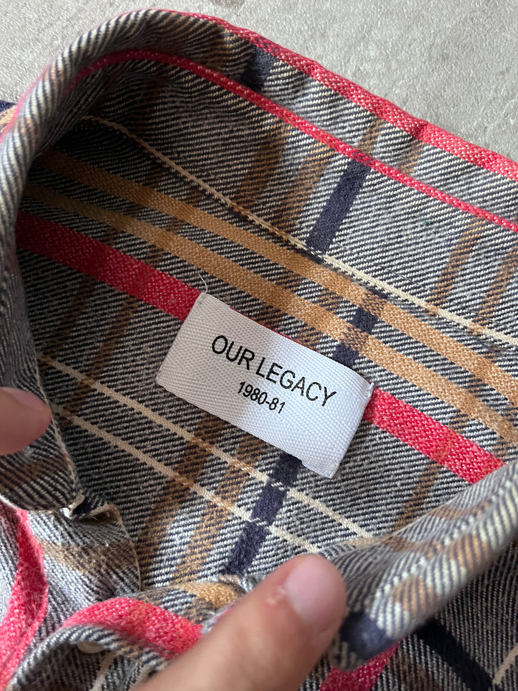 Our Legacy Checkered Flannel Shirt Grey Red - S
