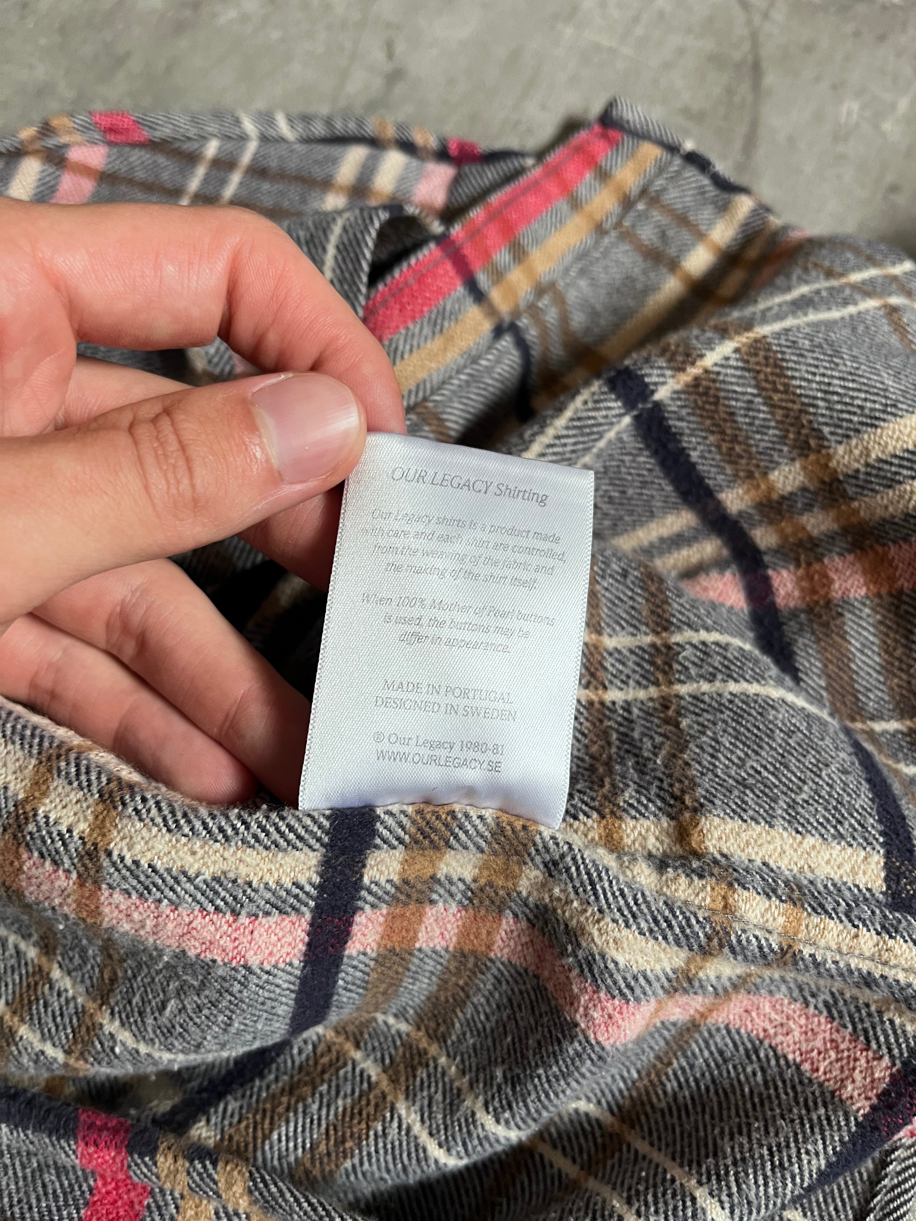 Our Legacy Checkered Flannel Shirt Grey Red - S