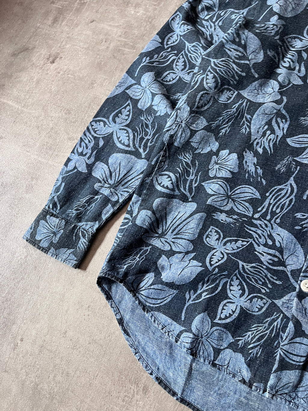 Our Legacy Floral Print Hemp Shirt Blue Men - M