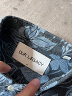 Our Legacy Floral Print Hemp Shirt Blue Men - M