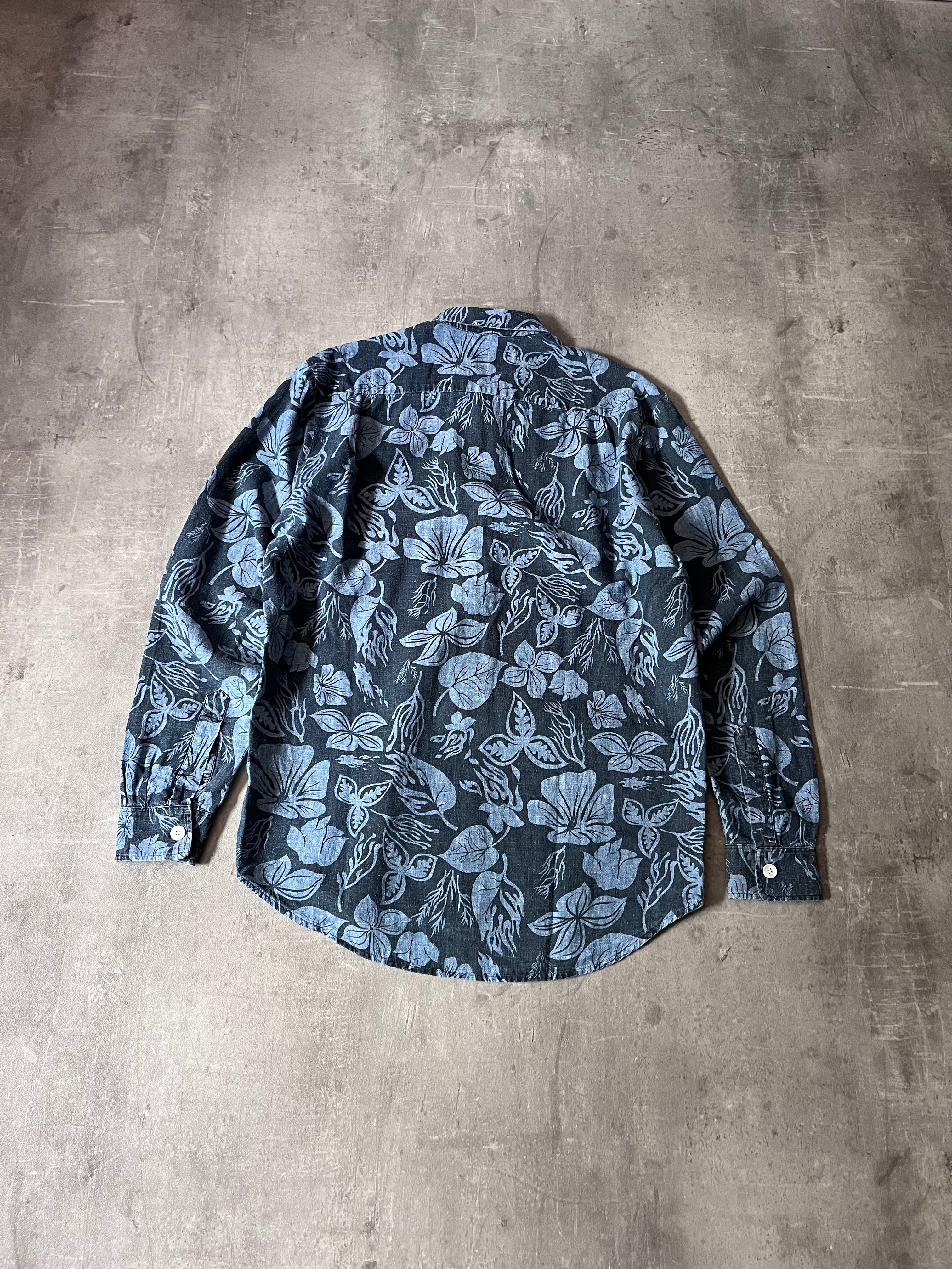 Our Legacy Floral Print Hemp Shirt Blue Men - M