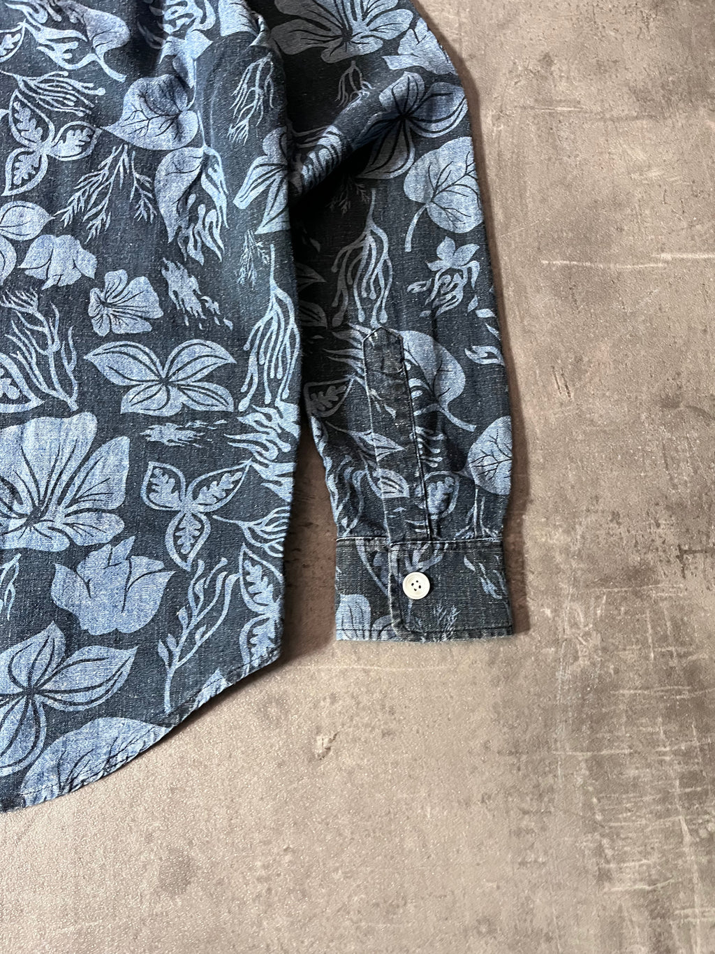 Our Legacy Floral Print Hemp Shirt Blue Men - M