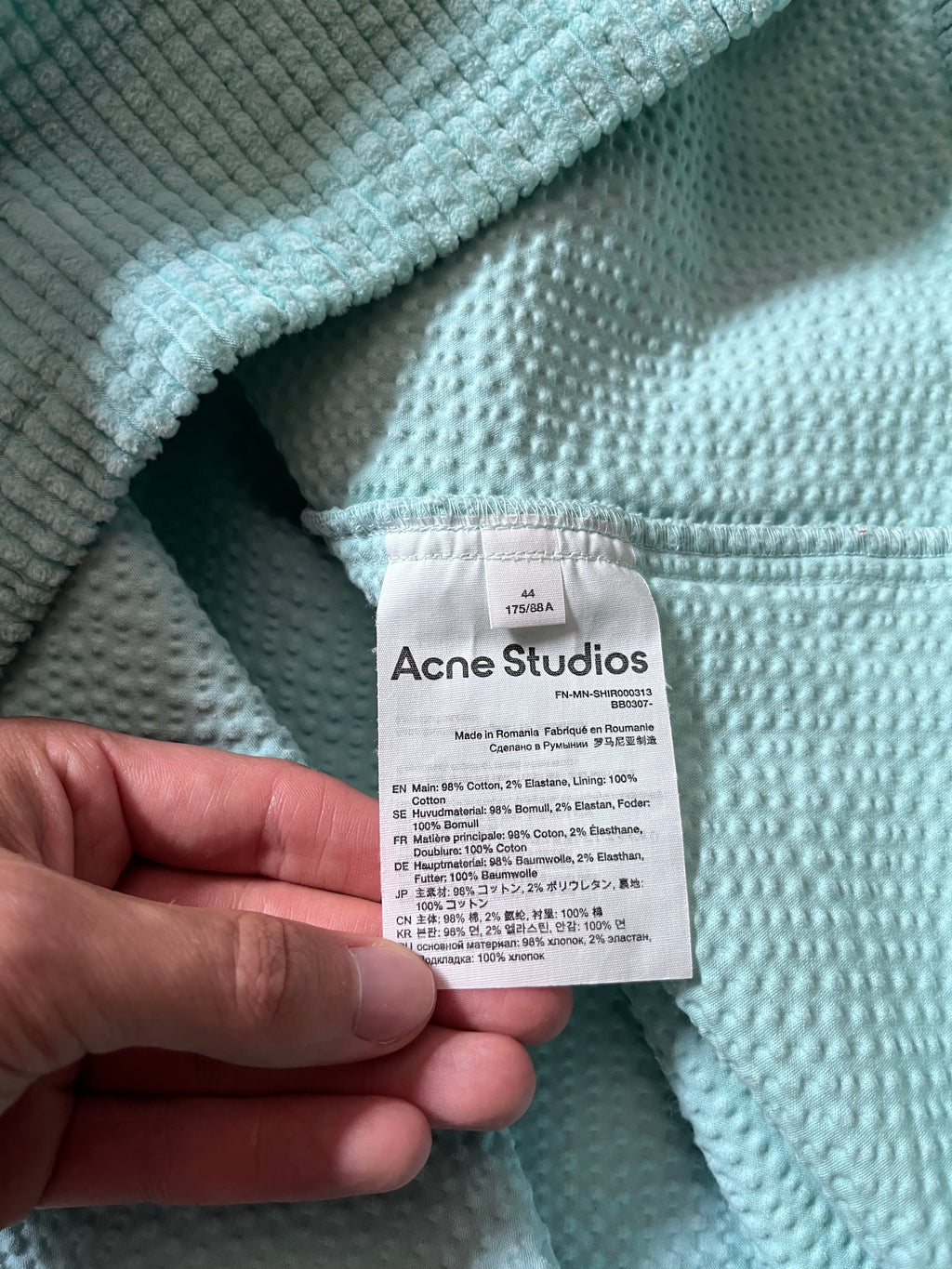 Acne Studios Corduroy Light Jacket Shirt Mint Men - S