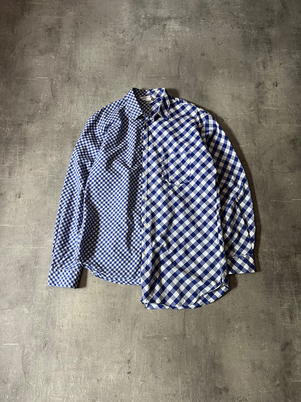 Comme des Garcons SHIRT Asymmetrical Checkered Shirt Blue White Men - L