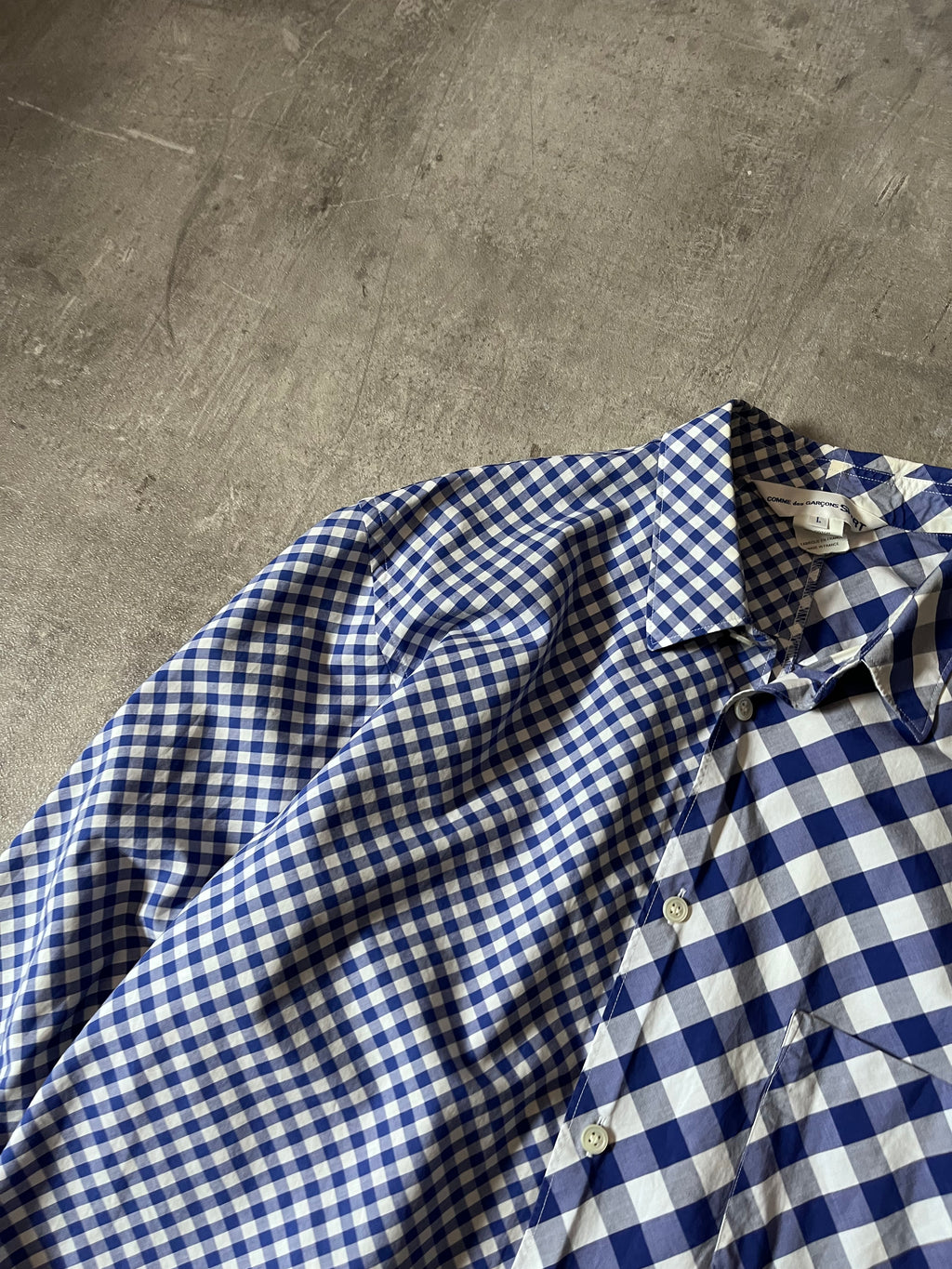Comme des Garcons SHIRT Asymmetrical Checkered Shirt Blue White Men - L