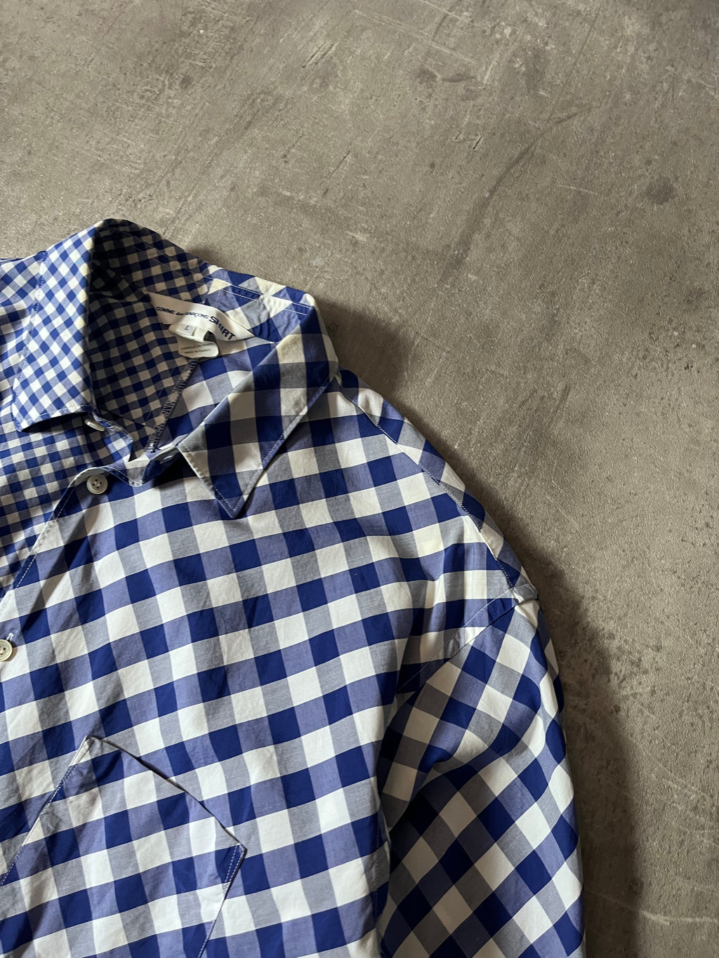 Comme des Garcons SHIRT Asymmetrical Checkered Shirt Blue White Men - L