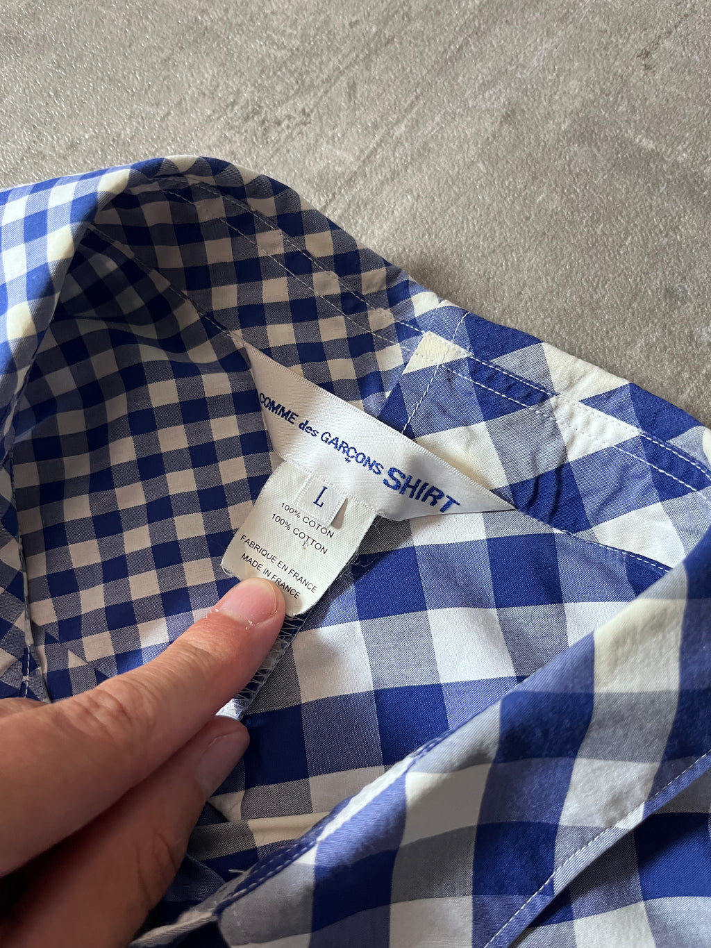 Comme des Garcons SHIRT Asymmetrical Checkered Shirt Blue White Men - L