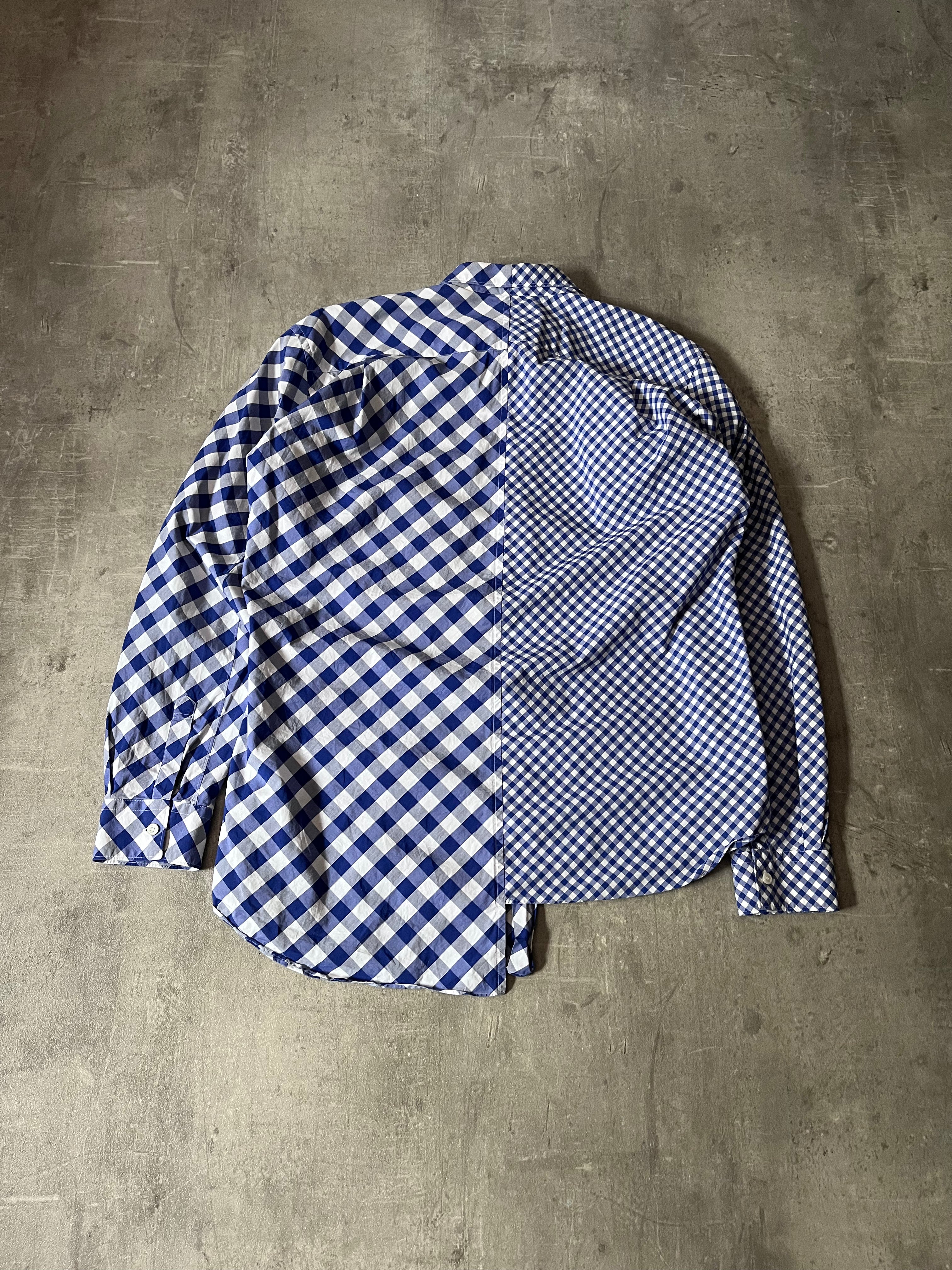 Comme des Garcons SHIRT Asymmetrical Checkered Shirt Blue White Men - L