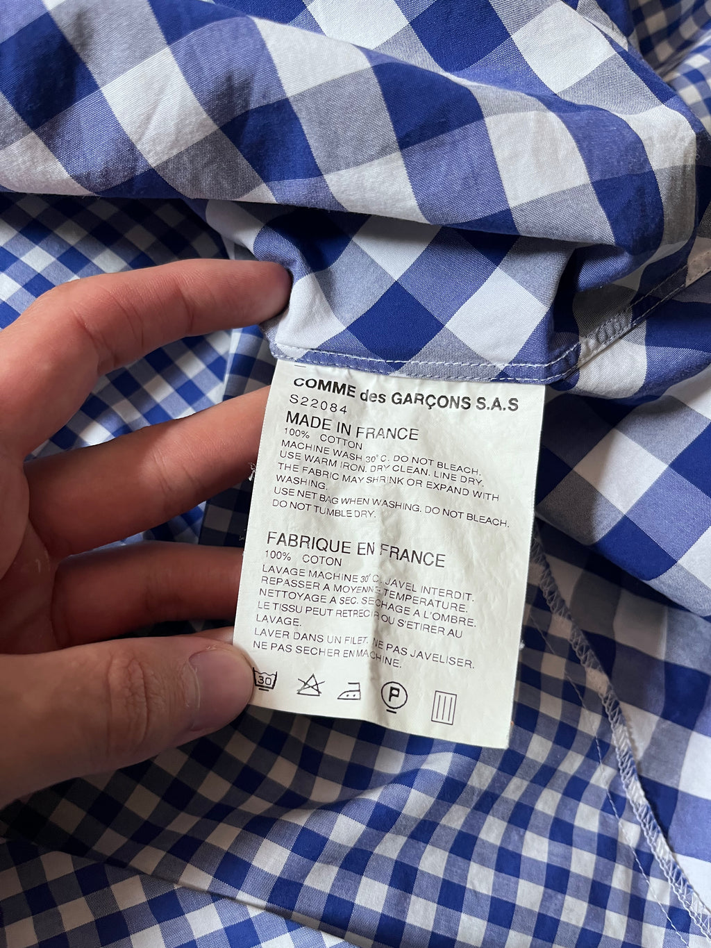 Comme des Garcons SHIRT Asymmetrical Checkered Shirt Blue White Men - L