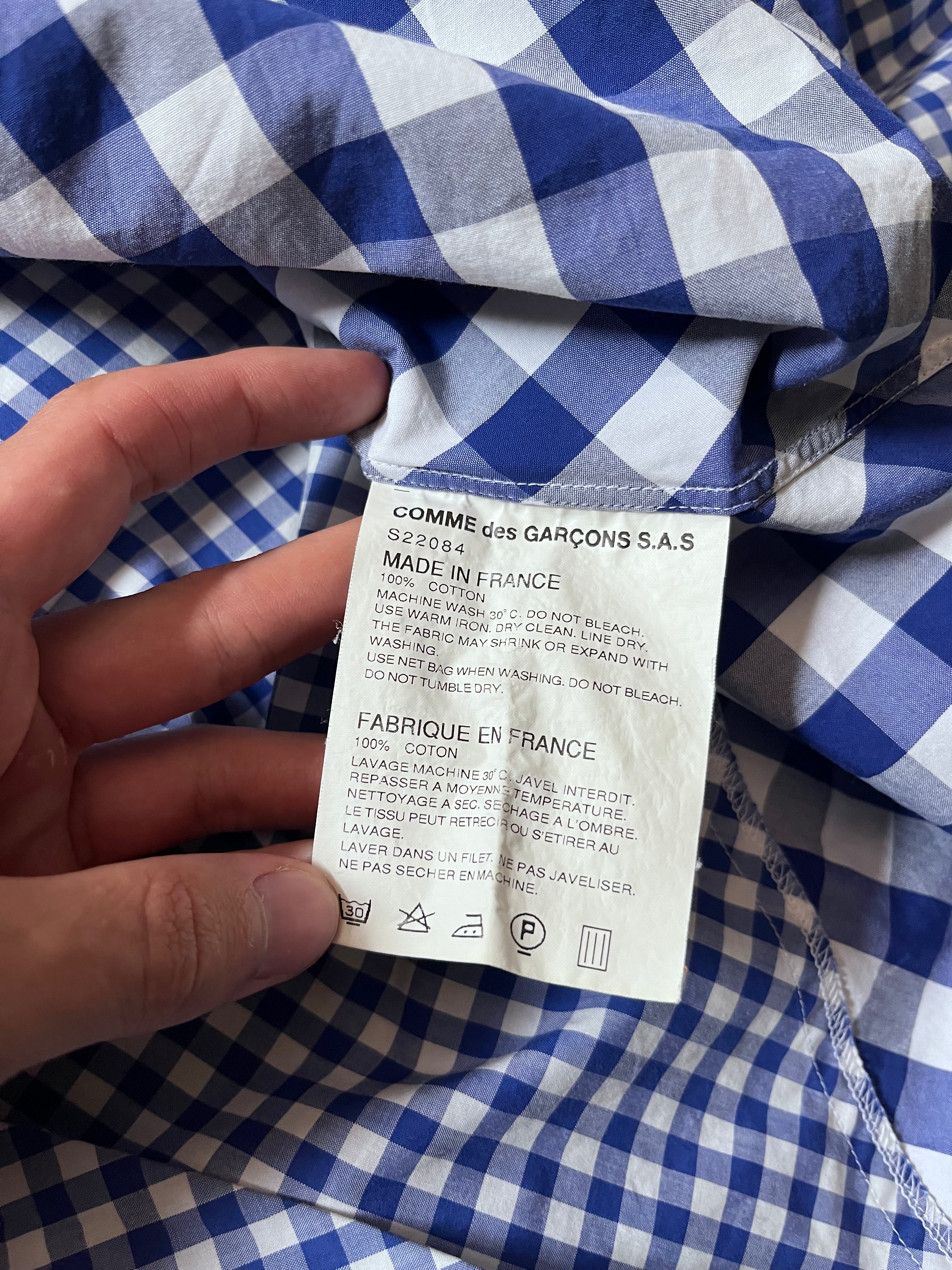 Comme des Garcons SHIRT Asymmetrical Checkered Shirt Blue White Men - L