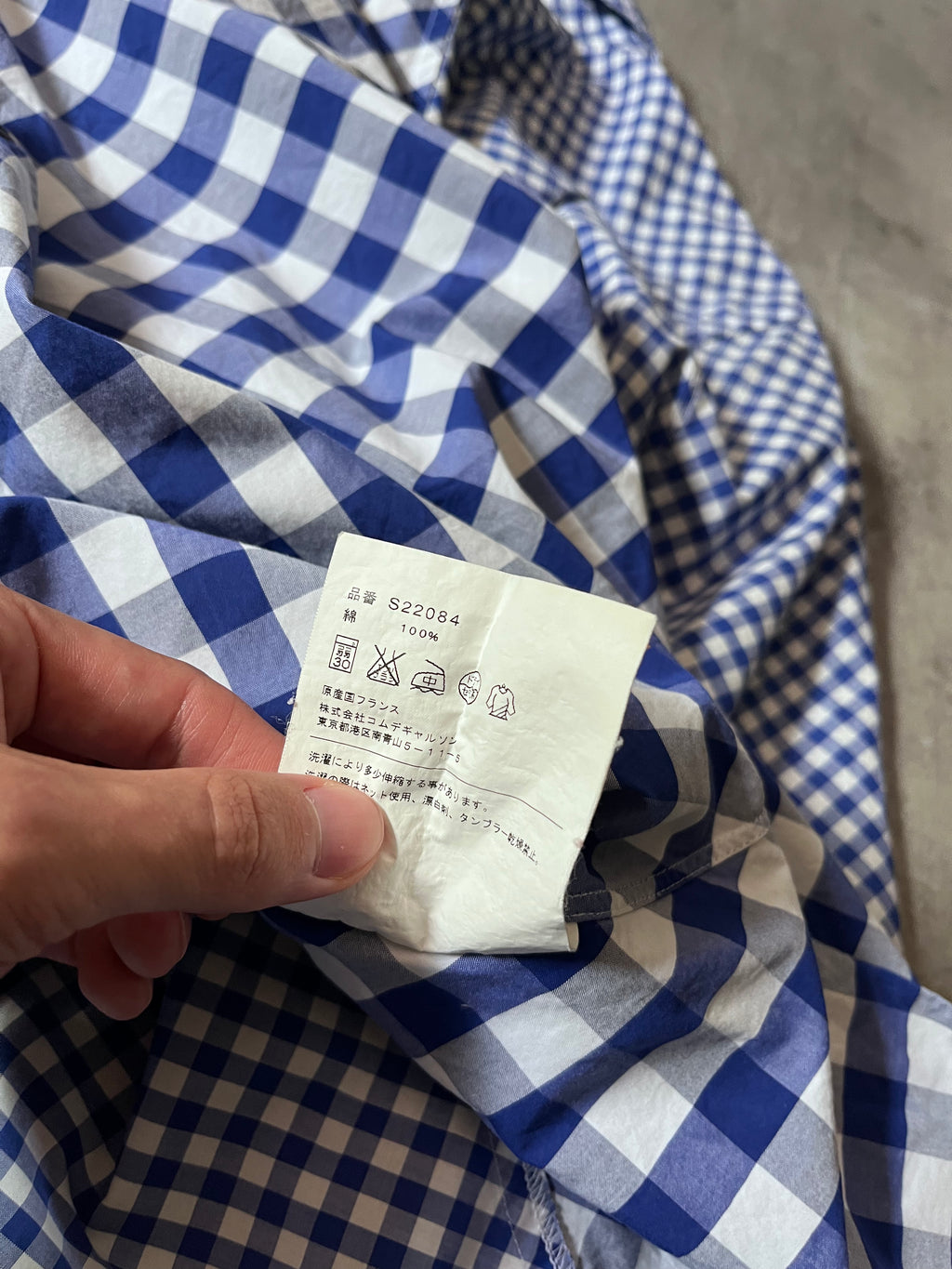Comme des Garcons SHIRT Asymmetrical Checkered Shirt Blue White Men - L