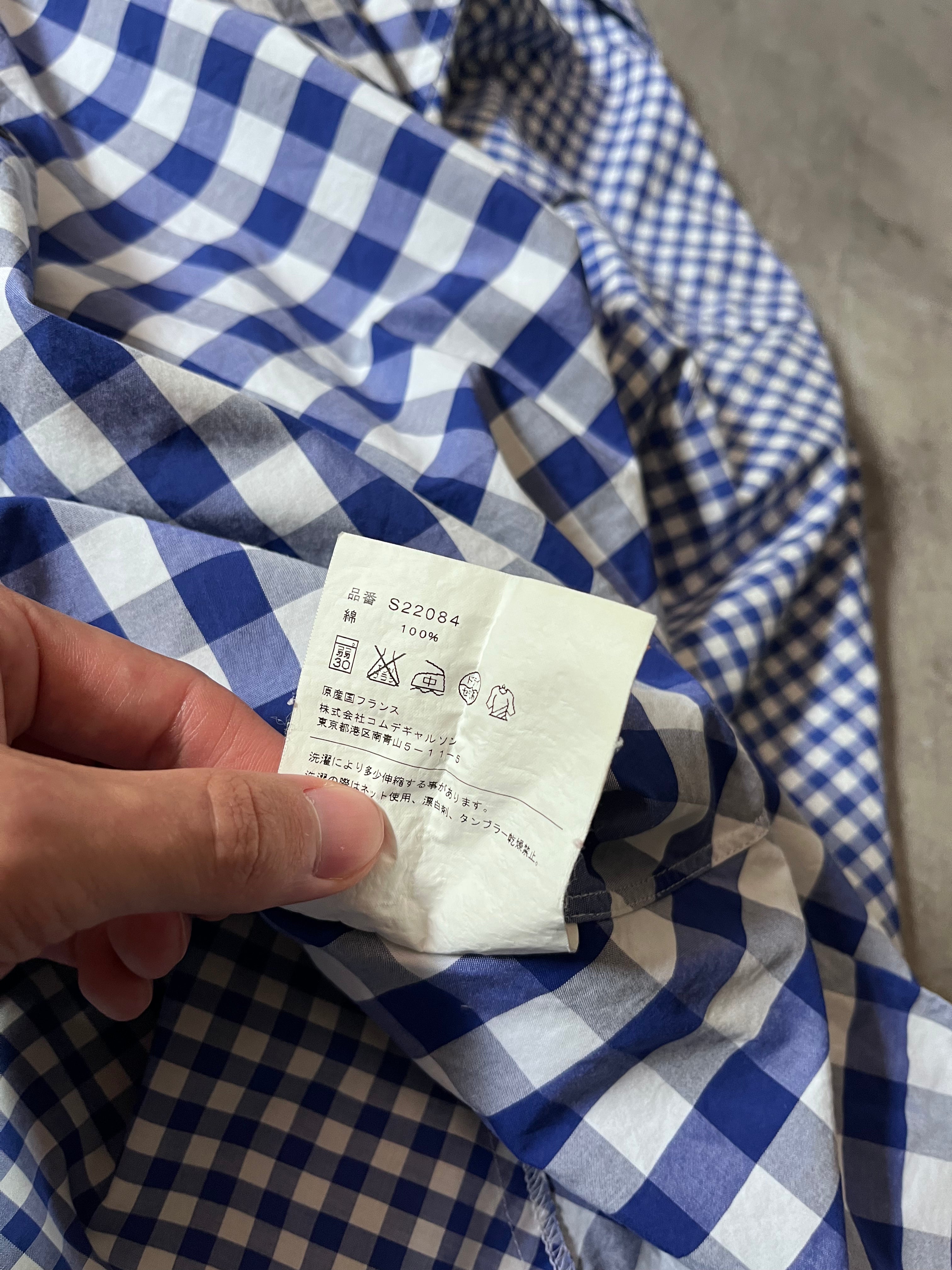 Comme des Garcons SHIRT Asymmetrical Checkered Shirt Blue White Men - L