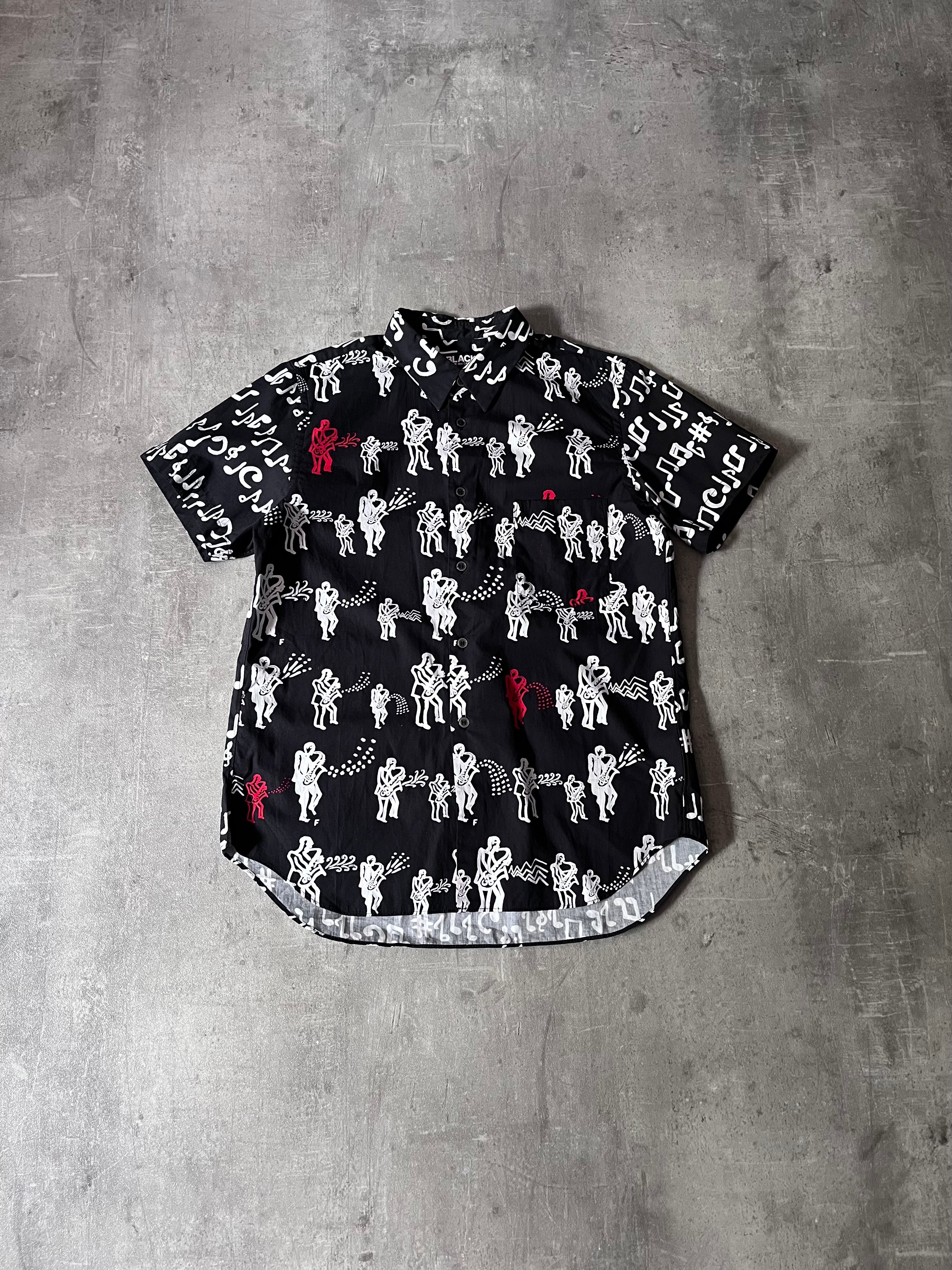 S/S 2017 Comme des Garcons Black Music Band All Over Print Short Sleeve Shirt Black Men - M