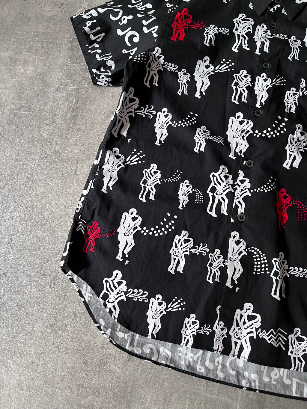 S/S 2017 Comme des Garcons Black Music Band All Over Print Short Sleeve Shirt Black Men - M