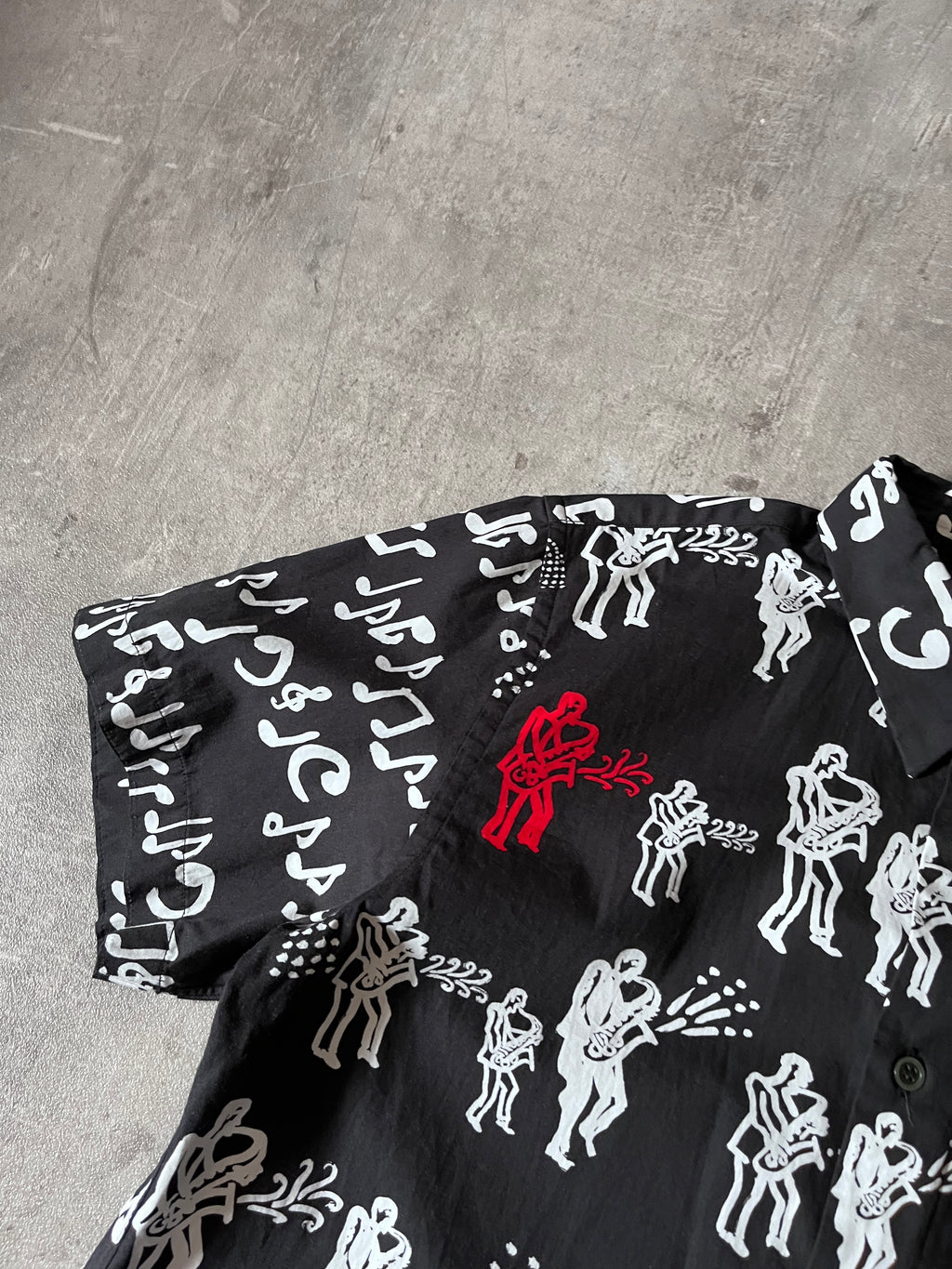 S/S 2017 Comme des Garcons Black Music Band All Over Print Short Sleeve Shirt Black Men - M