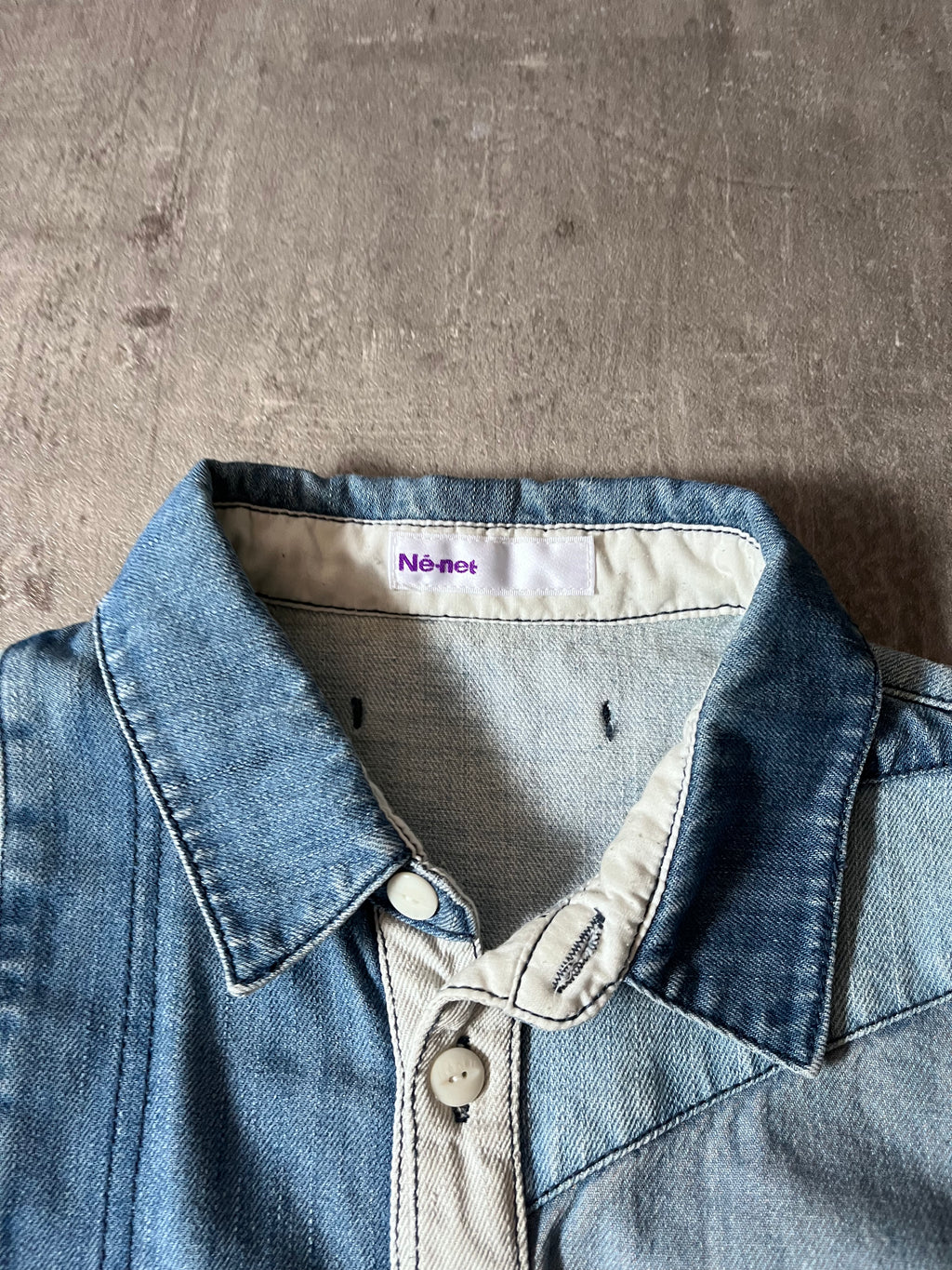 Ne-Net by Issey Miyake Reconstructed Patchwork Denim Shirt Blue Men - M