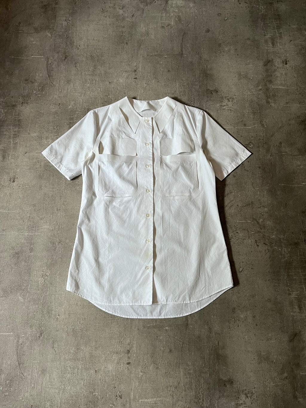 S/S 2019 Maison Margiela Artisanal Line Deconstructed Short Sleeve Shirt White Men - M