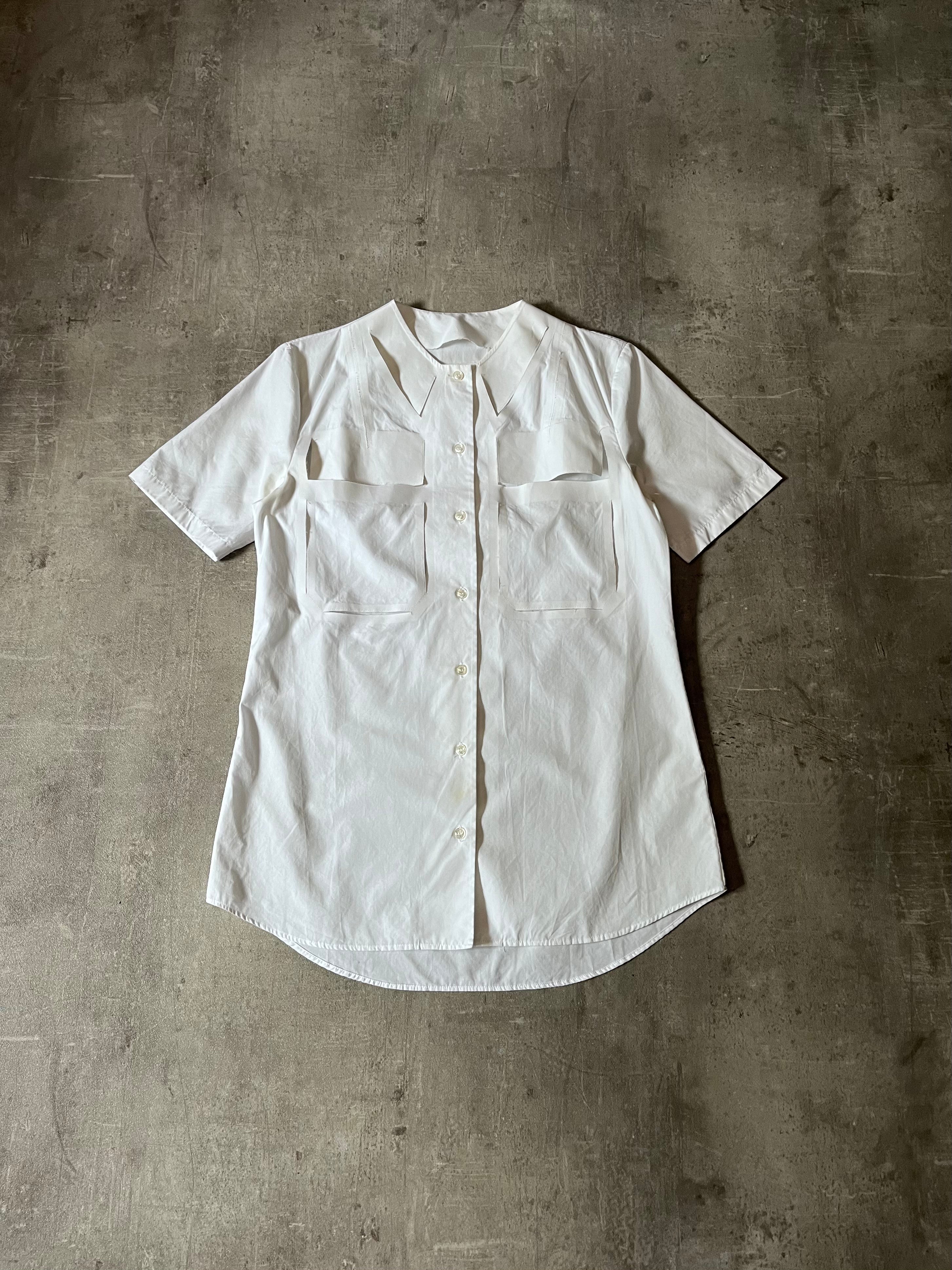 S/S 2019 Maison Margiela Artisanal Line Deconstructed Short Sleeve Shirt White Men - M