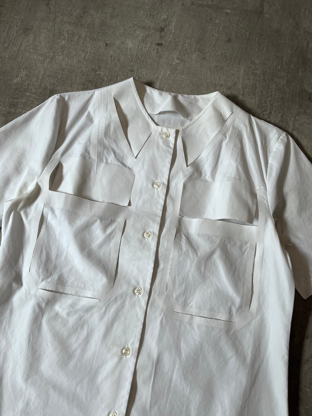 S/S 2019 Maison Margiela Artisanal Line Deconstructed Short Sleeve Shirt White Men - M