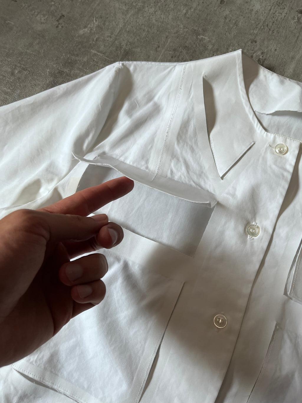 S/S 2019 Maison Margiela Artisanal Line Deconstructed Short Sleeve Shirt White Men - M