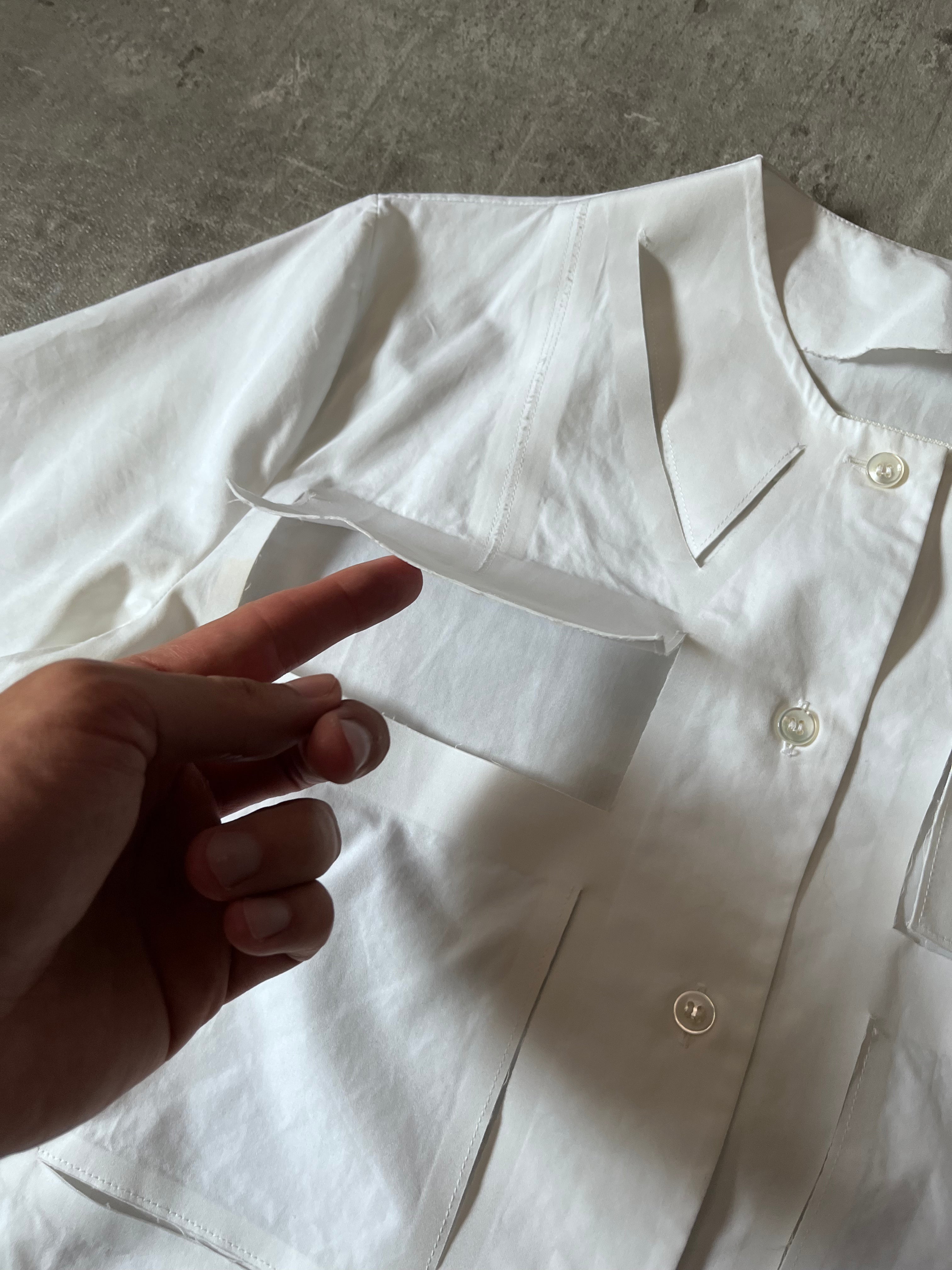 S/S 2019 Maison Margiela Artisanal Line Deconstructed Short Sleeve Shirt White Men - M