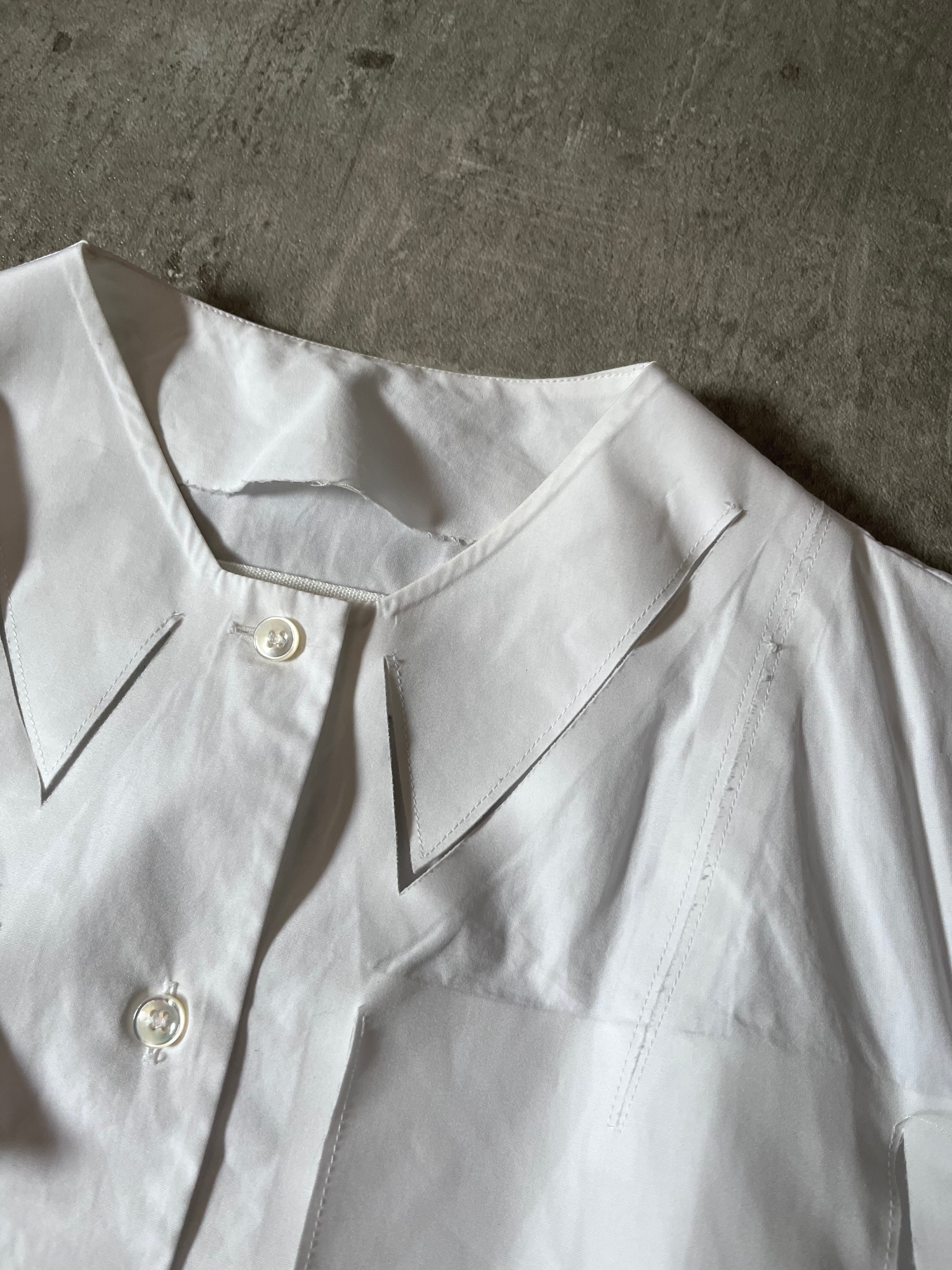 S/S 2019 Maison Margiela Artisanal Line Deconstructed Short Sleeve Shirt White Men - M