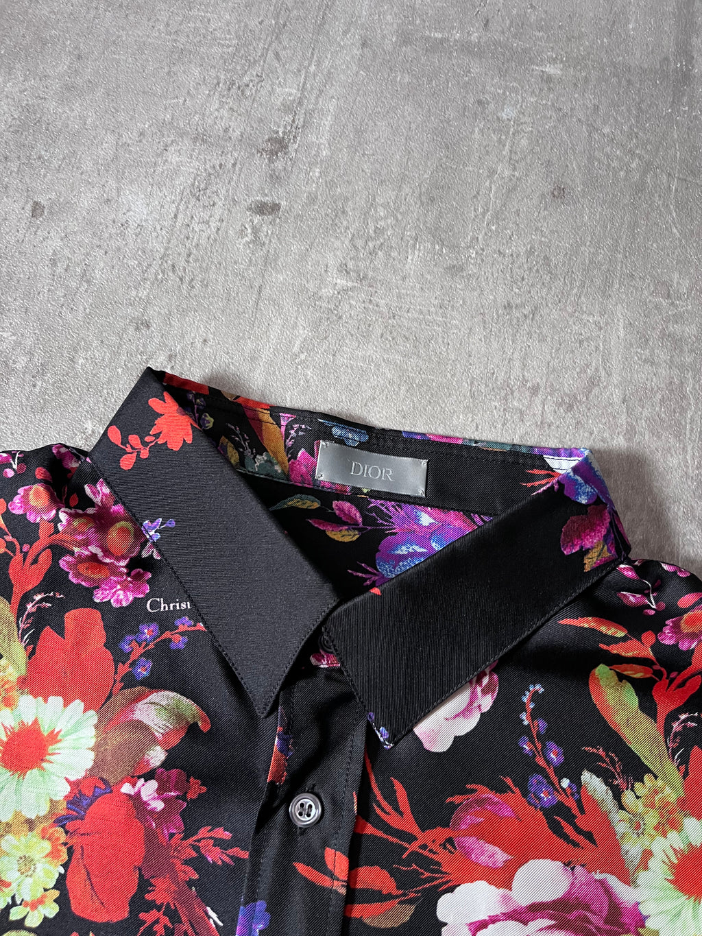 S/S 2019 Dior x Kaws Bouquet De Fleurs Print Silk Short Sleeve Shirt Multicolor Men - M
