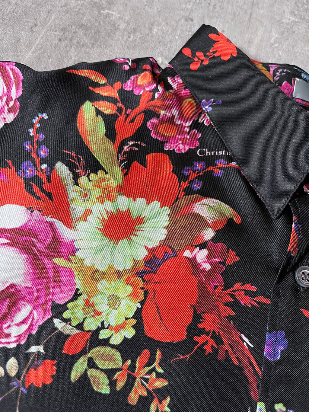 S/S 2019 Dior x Kaws Bouquet De Fleurs Print Silk Short Sleeve Shirt Multicolor Men - M