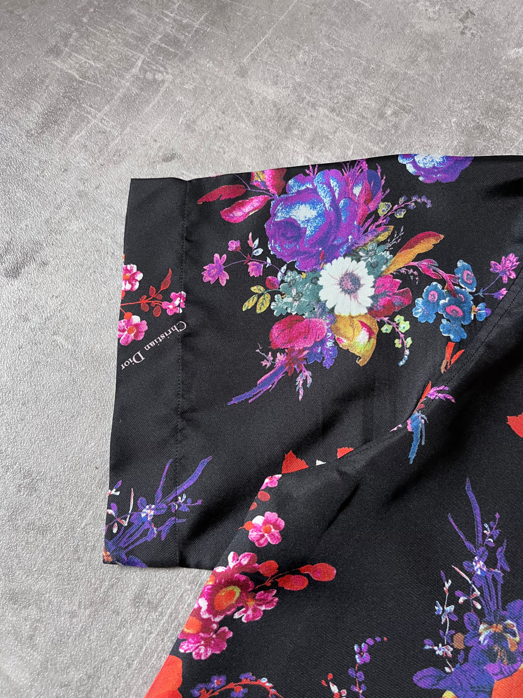 S/S 2019 Dior x Kaws Bouquet De Fleurs Print Silk Short Sleeve Shirt Multicolor Men - M