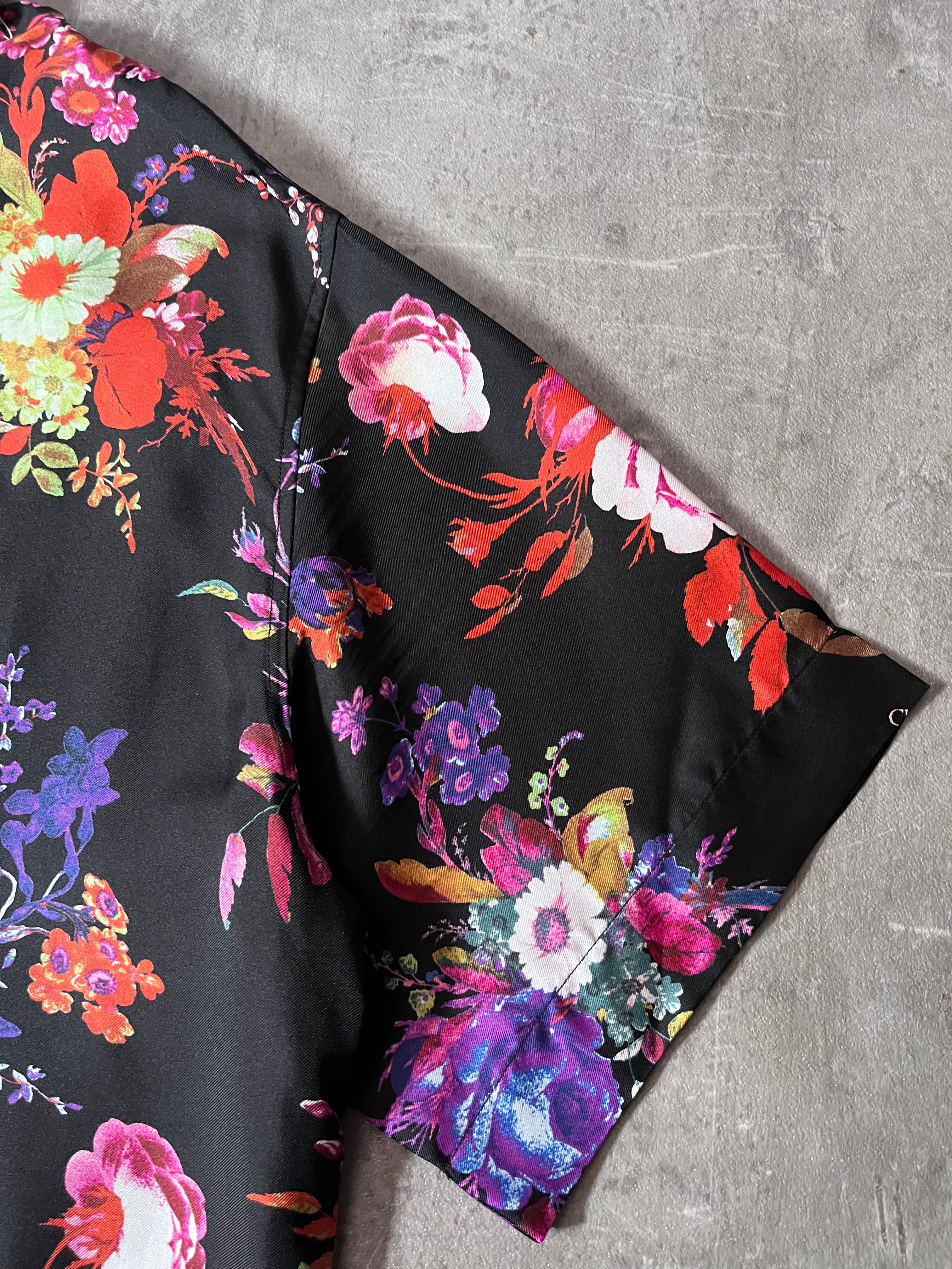 S/S 2019 Dior x Kaws Bouquet De Fleurs Print Silk Short Sleeve Shirt Multicolor Men - M