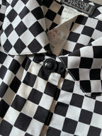F/W 1995 Gianni Versace Checkered Silk Shirt Black White Women - S
