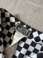 F/W 1995 Gianni Versace Checkered Silk Shirt Black White Women - S