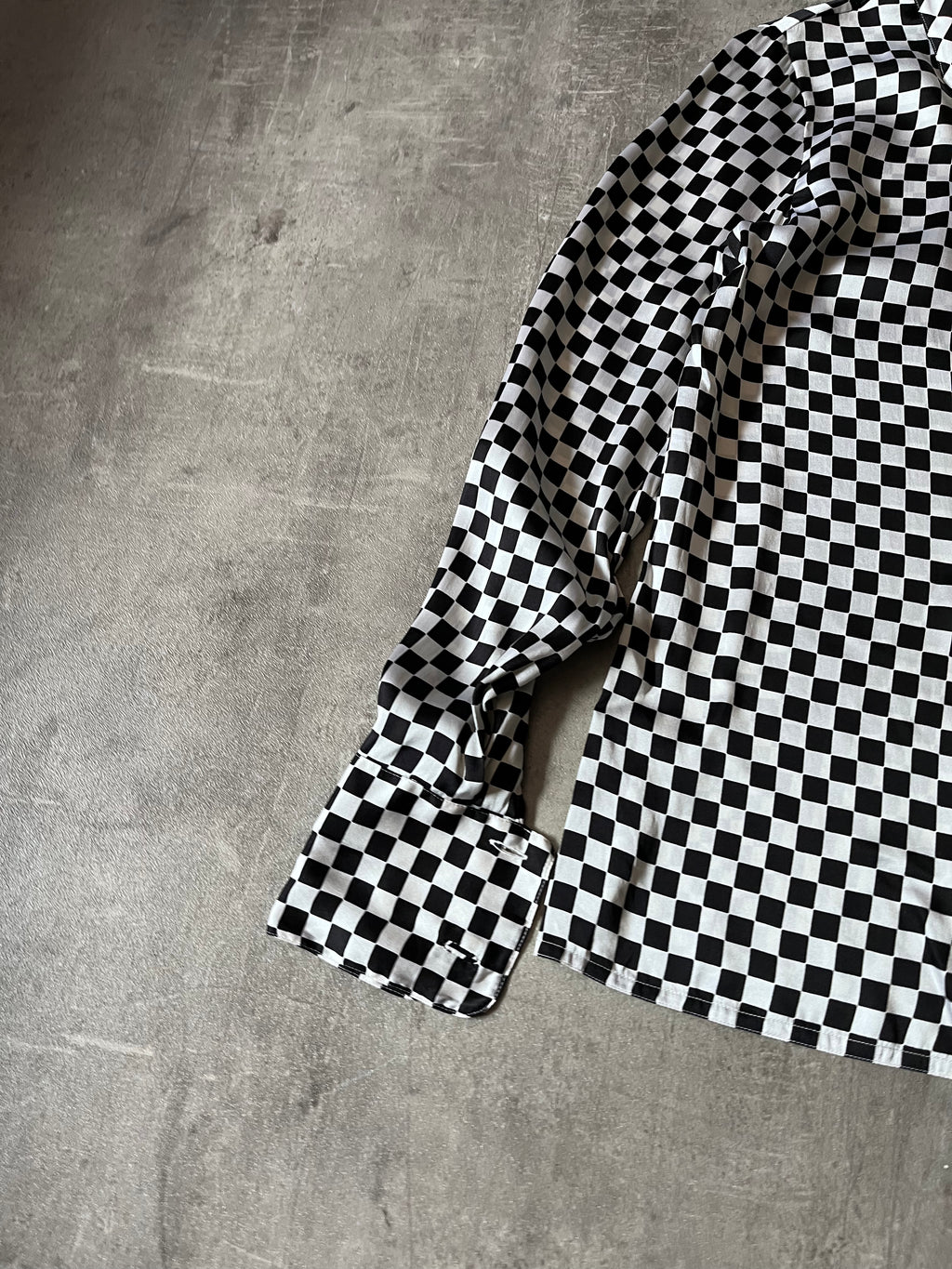 F/W 1995 Gianni Versace Checkered Silk Shirt Black White Women - S