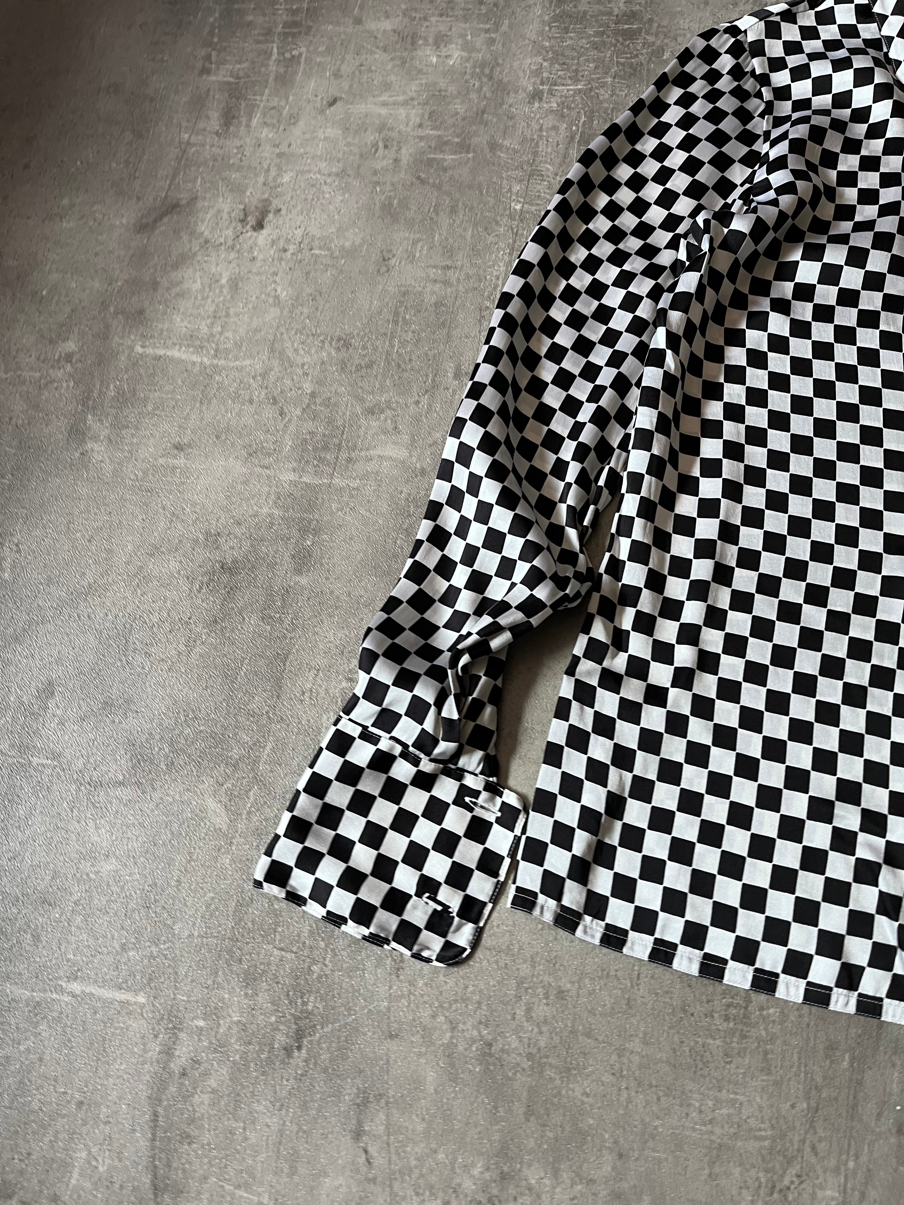 F/W 1995 Gianni Versace Checkered Silk Shirt Black White Women - S